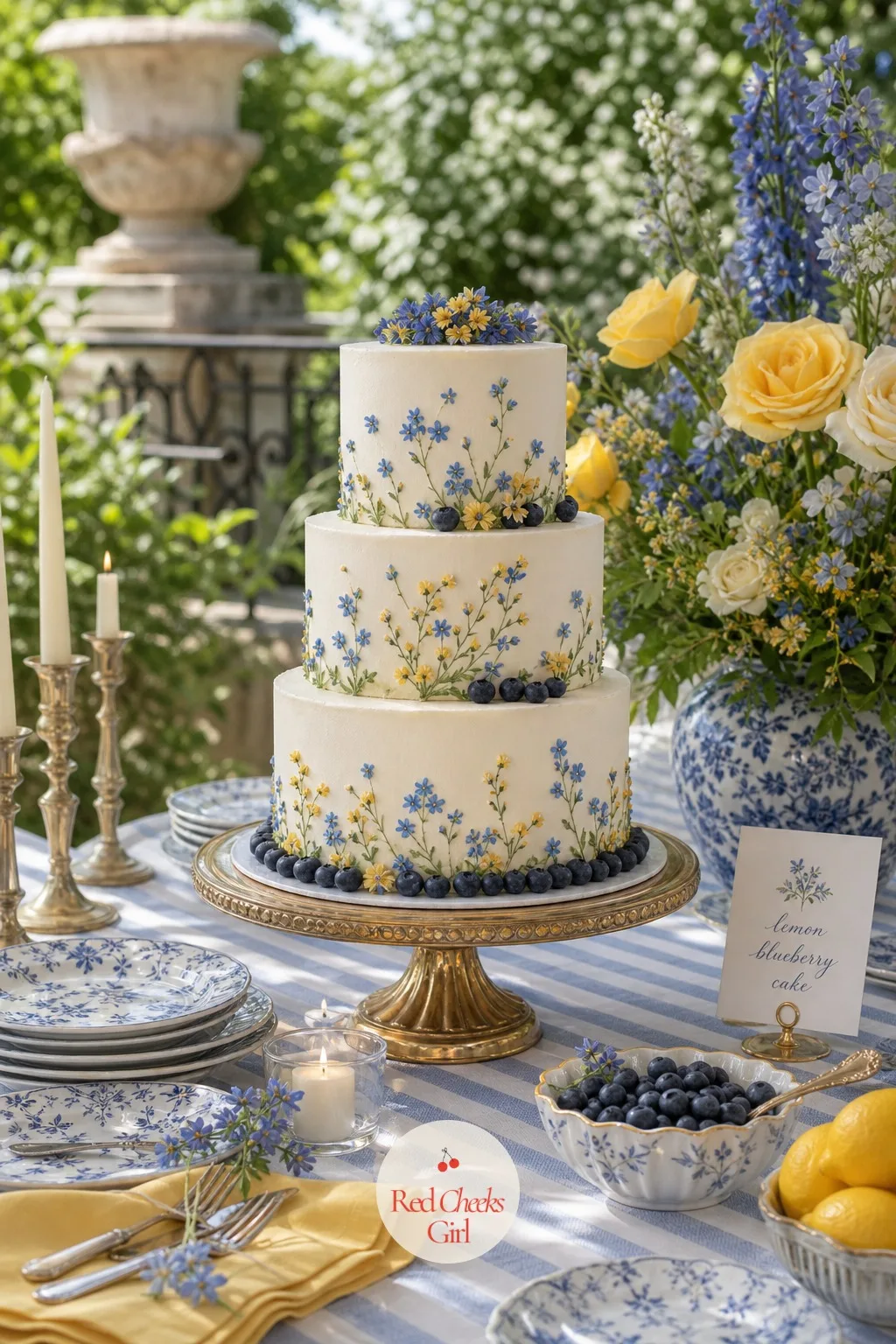 Lemon and Blueberry Cake — She does not need a towering ten tier statement; she needs something that tastes as good as it looks when it is finally cut, and