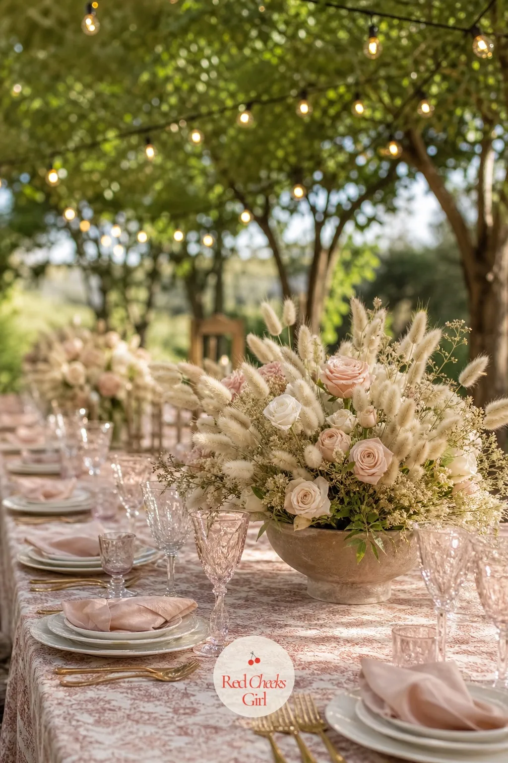 Bunny Tail Grass and Garden Roses — Soft garden roses can look too formal sitting next to anything boho. Boho wedding centerpieces