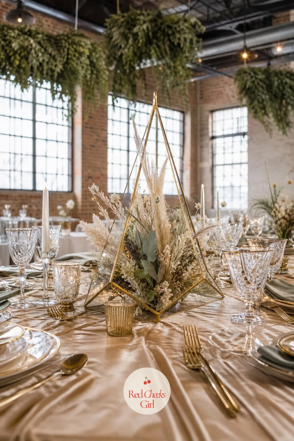 Geometric Terrariums with Dried Florals — She wants boho with a little more edge, less wildflower meadow and more clean line. Boho wedding centerpieces