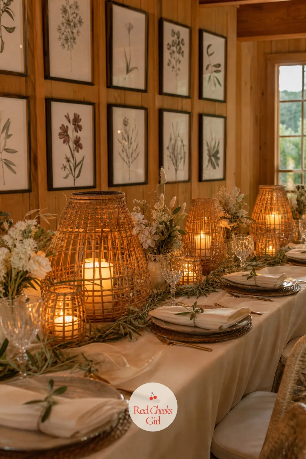 Rattan Lanterns with Candlelight — Open candles worry some venues, and fairly so once a draft gets involved. Boho wedding centerpieces