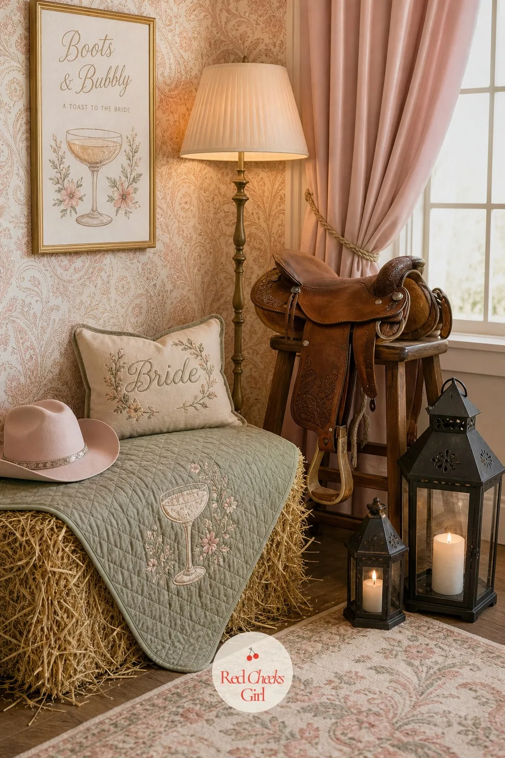 Hay Bale and Saddle Photo Corner — Guests will gravitate toward a corner that gives them something to sit on and something to lean against, and this one does
