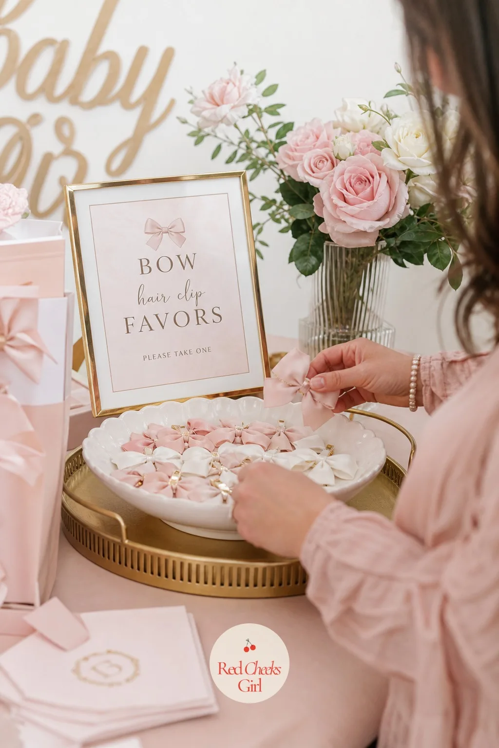 Bow Hair Clip Favors — A favor that only gets used once is a favor that gets thrown away in the car park. Bow theme baby shower ideas