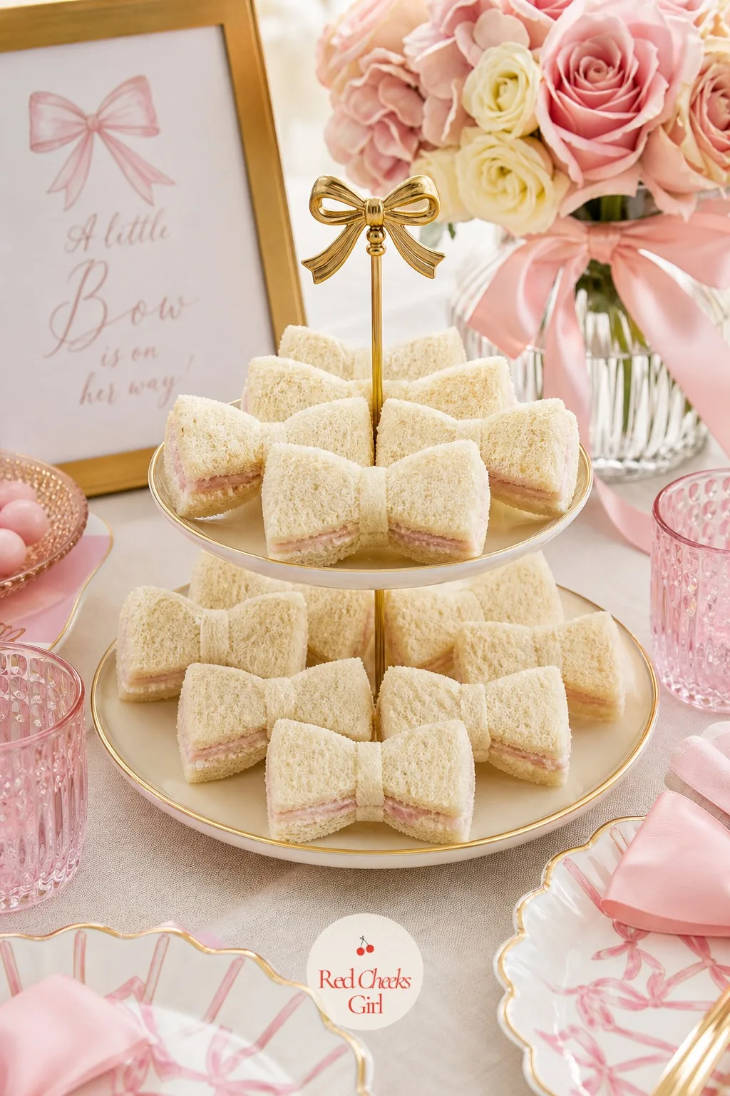 Bow Shaped Tea Sandwiches — Triangle sandwiches are the default for a reason, but a bow shaped cutter through the same fillings turns a familiar bite into
