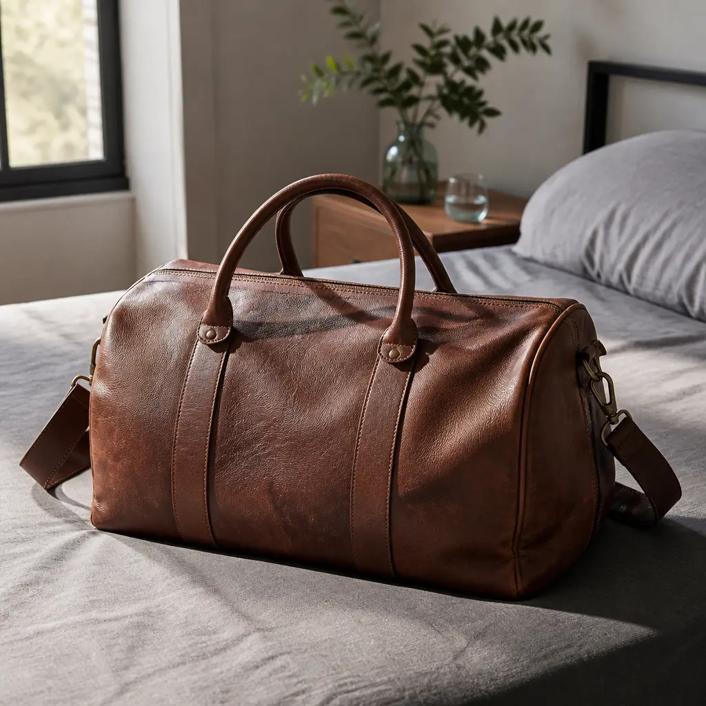 Leather Weekender Bag — If he still travels with a gym duffel for weekend trips, this is the gift that quietly ends that. Boyfriend christmas gift ideas