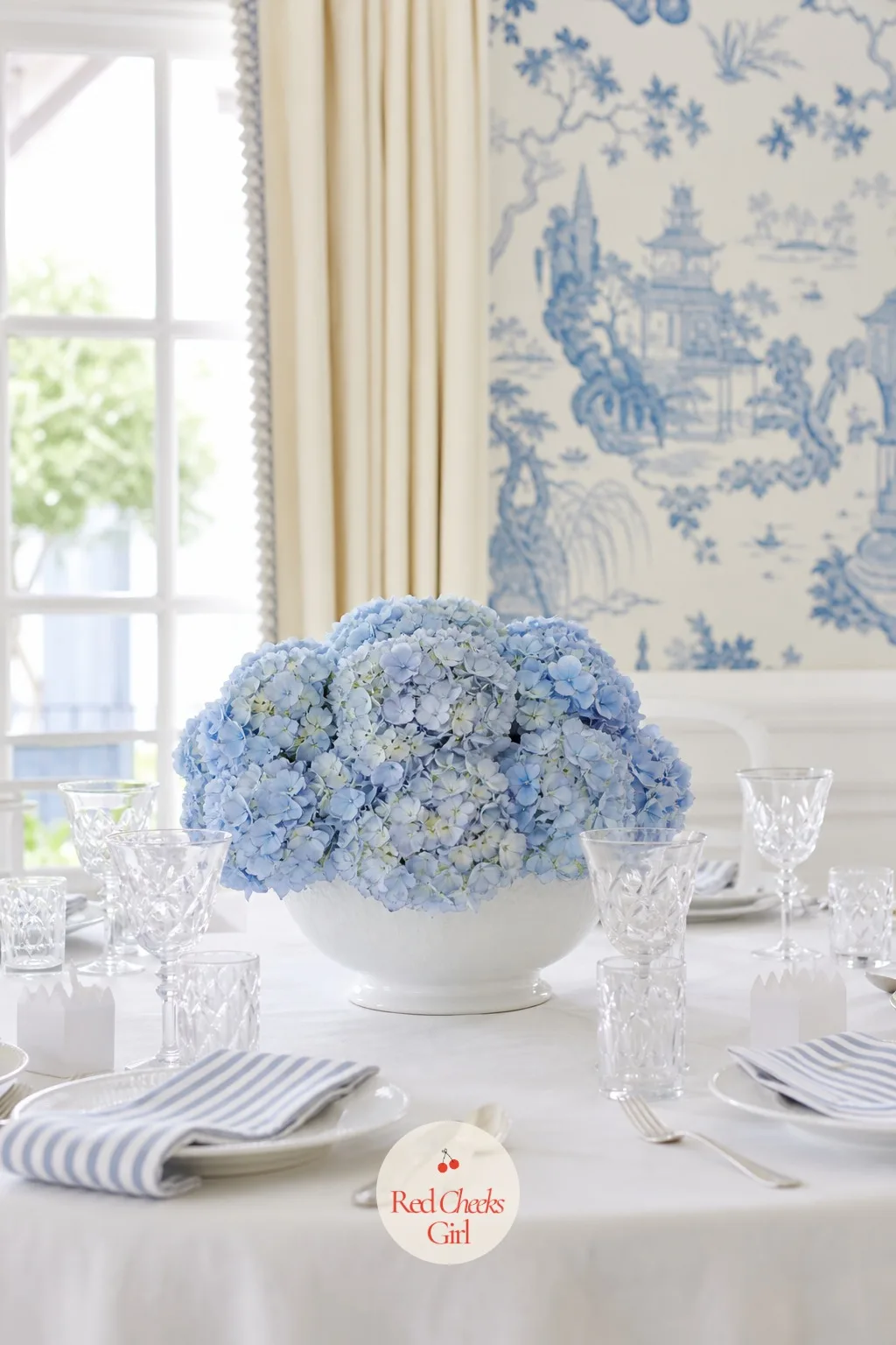 Single-Flower Hydrangea Mounds — A centerpiece with six different flower varieties can run up a florist bill fast. Bridal shower centerpieces