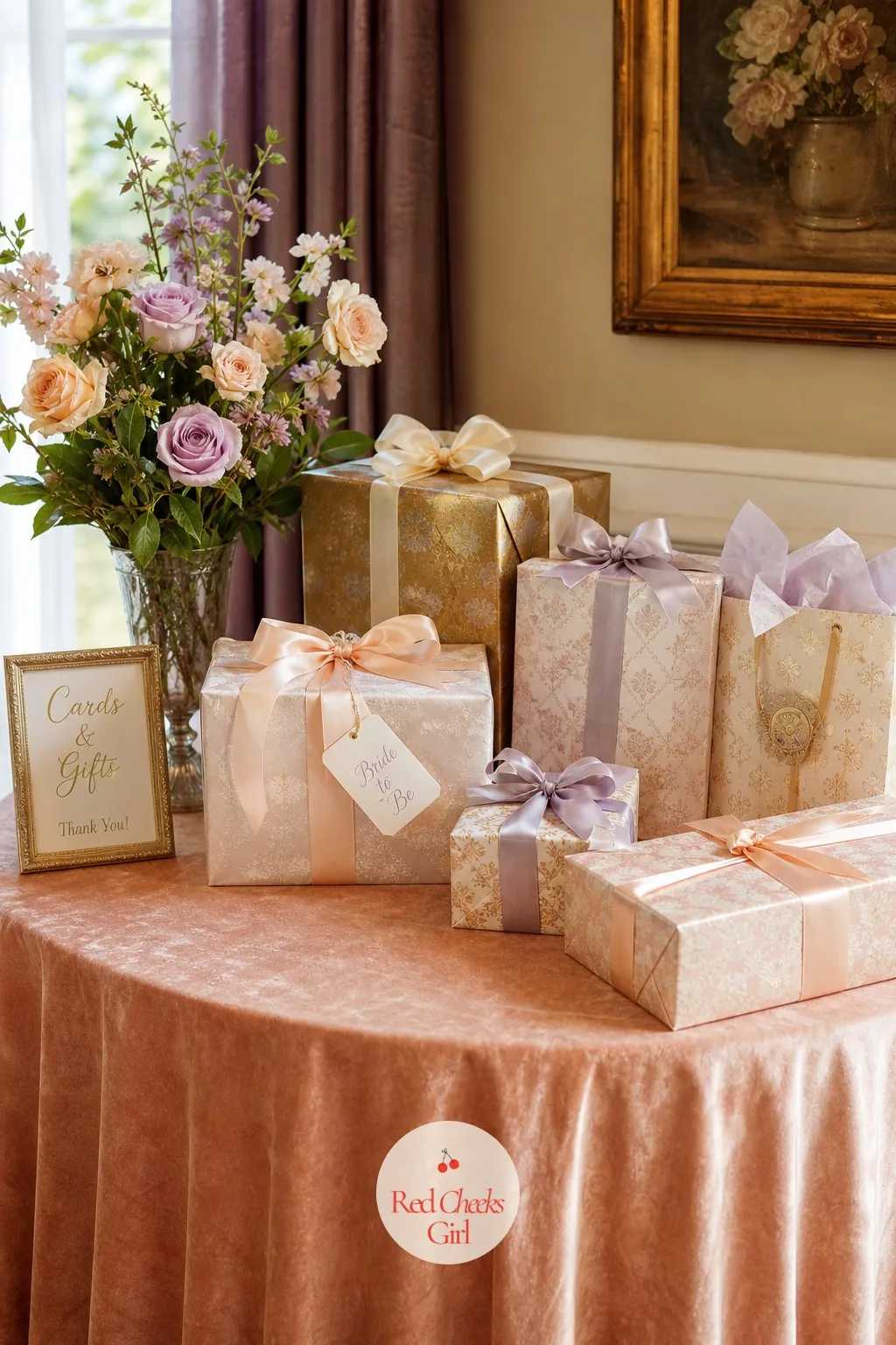 Gift Table — The gift table fills up fast and looks chaotic by hour two unless it starts organised, with its own small styling to match the rest of the room.