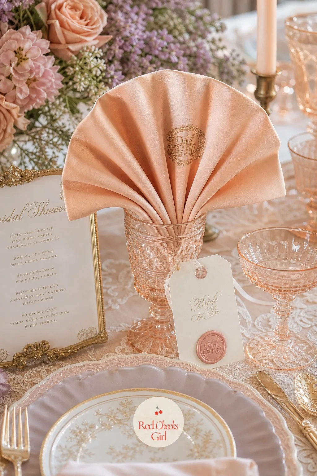 Napkins Folded in a Fan with a Monogram Stamp — A fan fold is the one napkin trick that needs no extra materials at all, just a few more folds than the usual