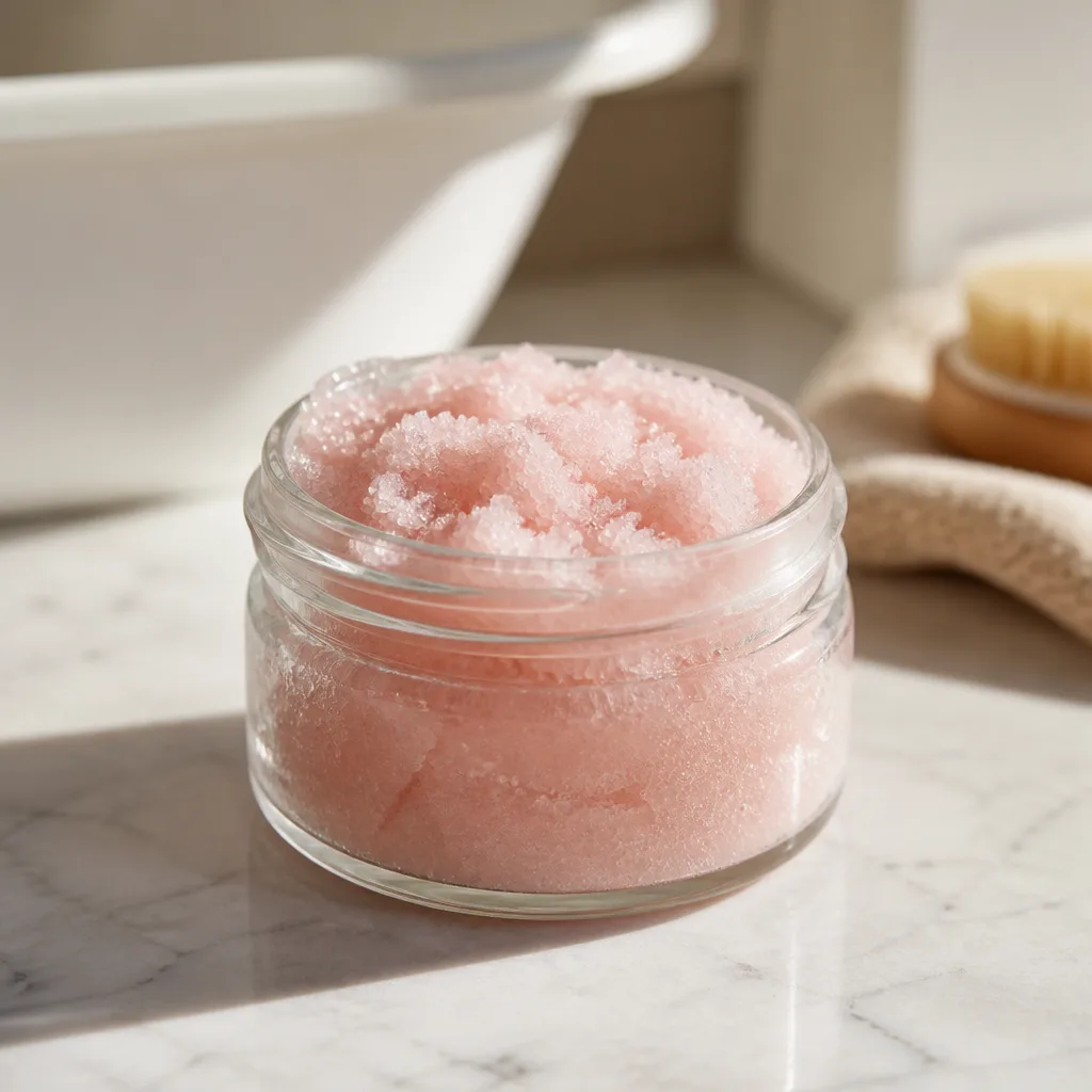 Sugar Scrub Jars — The jar looks pretty on a shelf, but the real moment comes in the shower, when damp skin meets the grit and the whole room smells like the