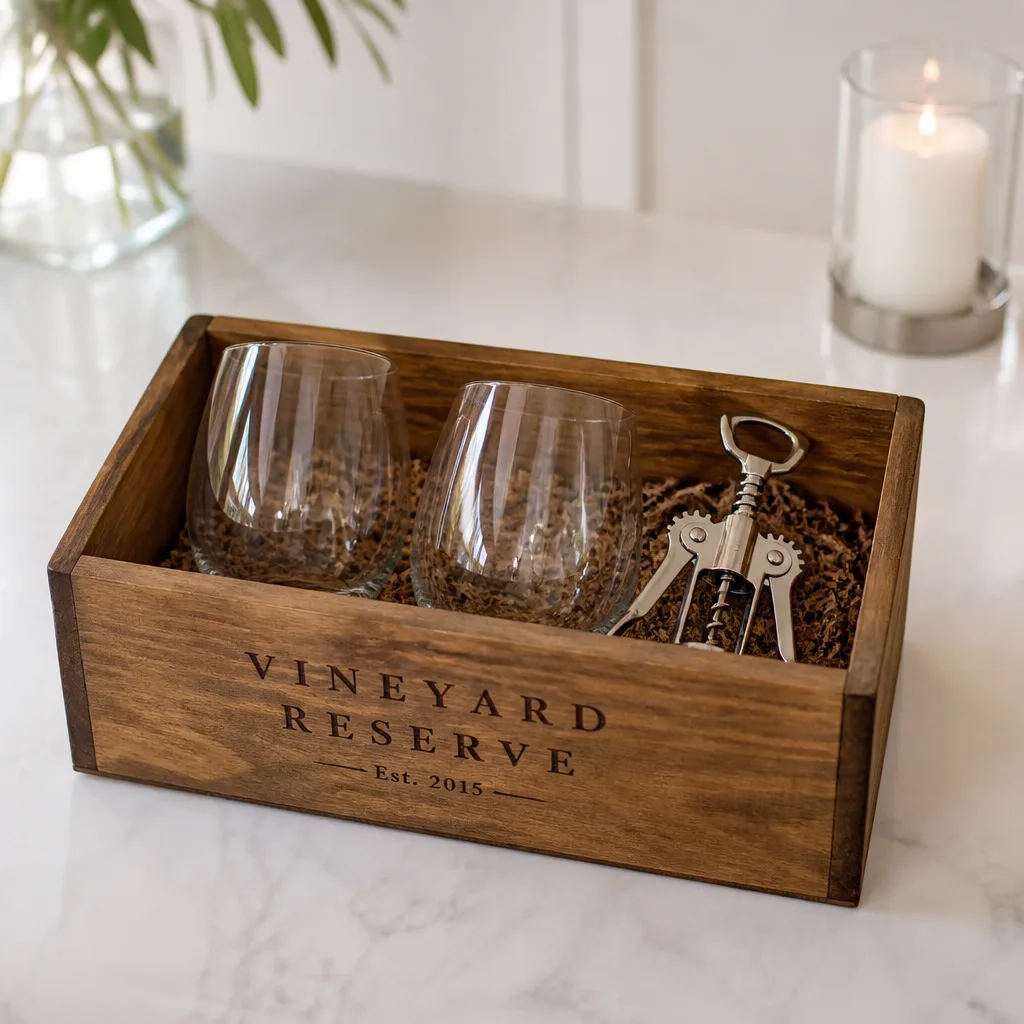 Wine Gift Basket — Every couple ends up with a drawer of mismatched glasses nobody chose on purpose. Bridal shower gift basket