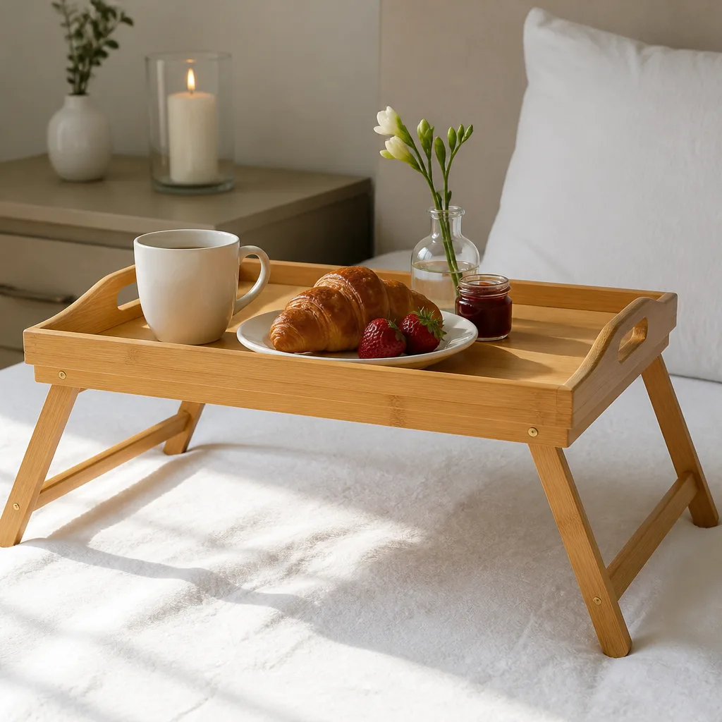 Breakfast-in-Bed Tray — Sunday mornings as newlyweds deserve a little ceremony, and eating toast off a plate balanced on the duvet is not quite it. Bridal