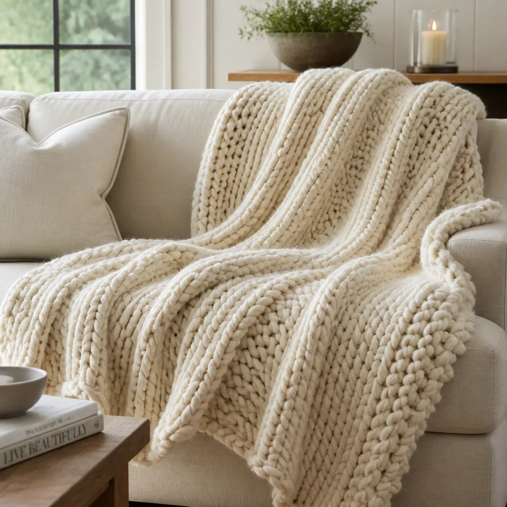 Cozy Throw for the Couch — Every couch needs one blanket that someone actually reaches for on the cold nights, instead of the decorative one nobody is allowed