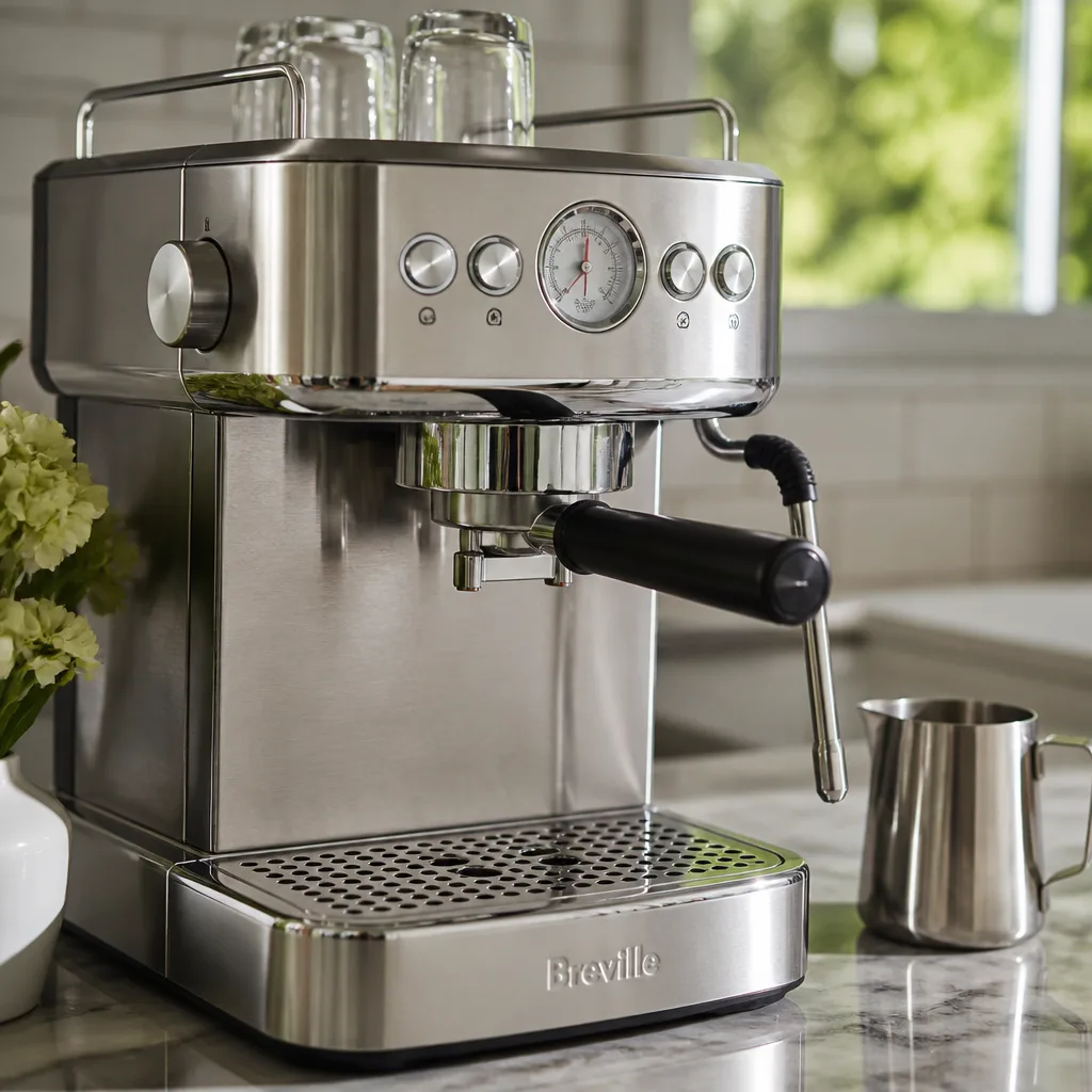 Espresso Machine — She is currently spending real money at the coffee shop on her way to work, every single morning, because the instant jar at home does not