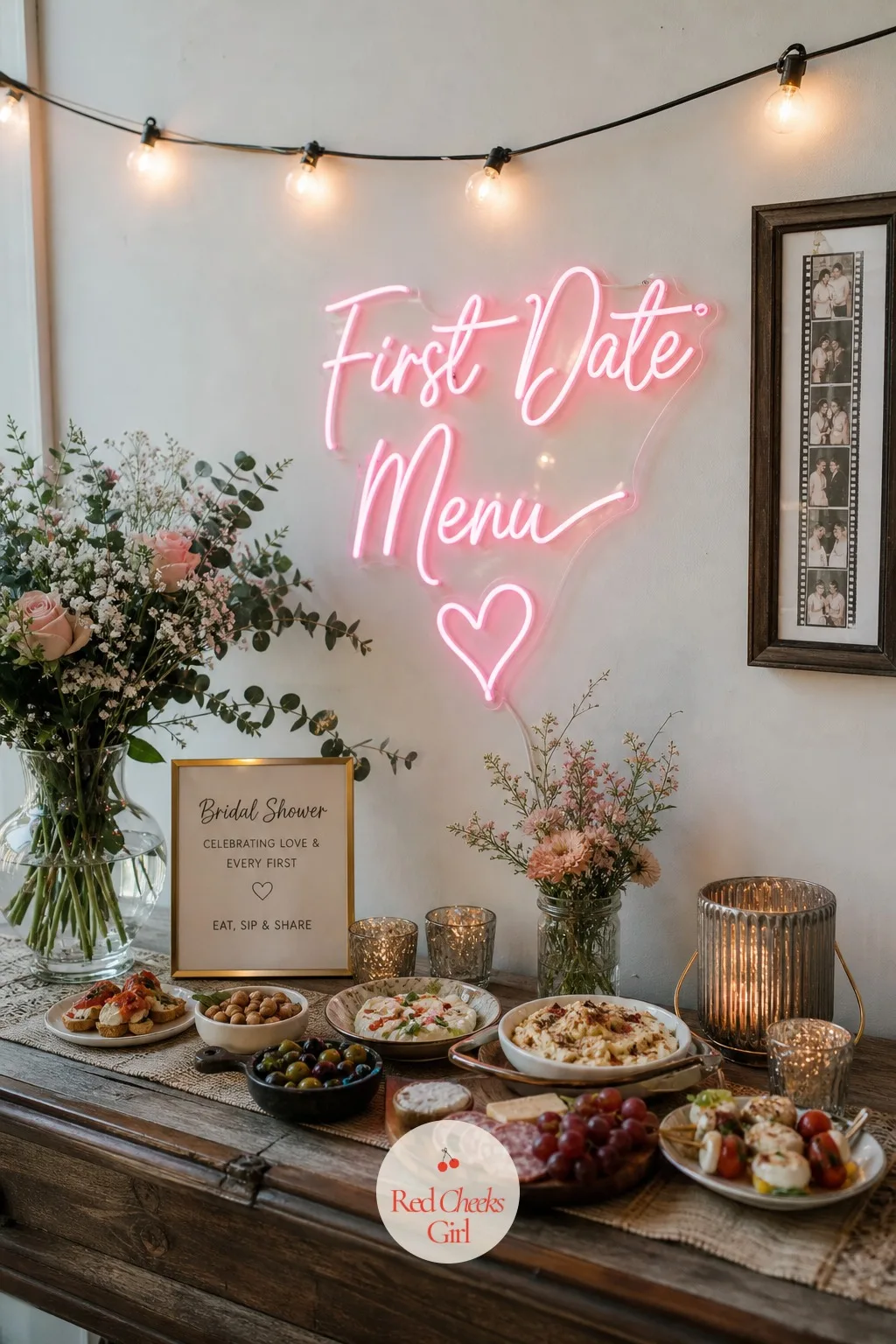 First Date Menu — Ask the couple ahead of time what they actually ate on their first date, then build the whole table around recreating it, down to the drink