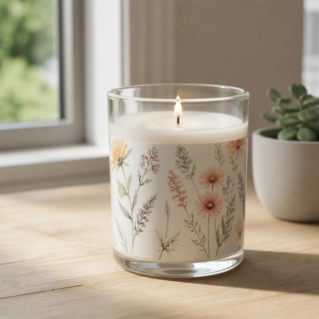 Custom Label Candle — A candle with a custom printed label makes the whole box smell like something before she has even opened the rest of it. Bridesmaid