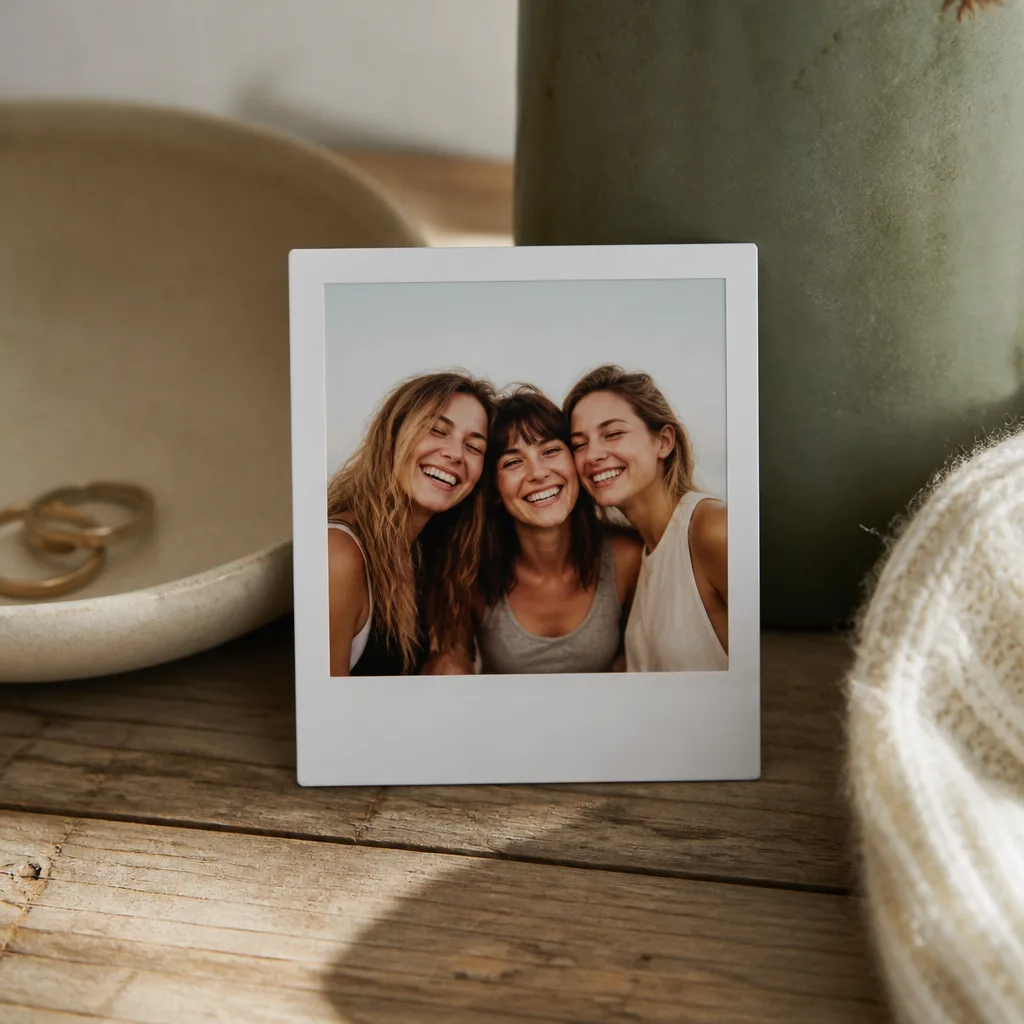 Polaroid Picture — Tuck in a photo of the two of you, the older and slightly unflattering the better, and she will tear up before she even gets to the card.