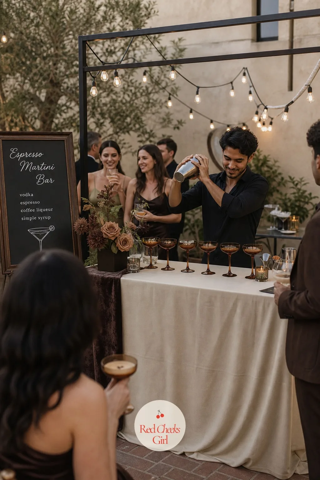 Espresso Martini Bar — Set up as its own station, this is the drink everyone at a brown wedding ends up photographing, shaken fresh in front of guests rather