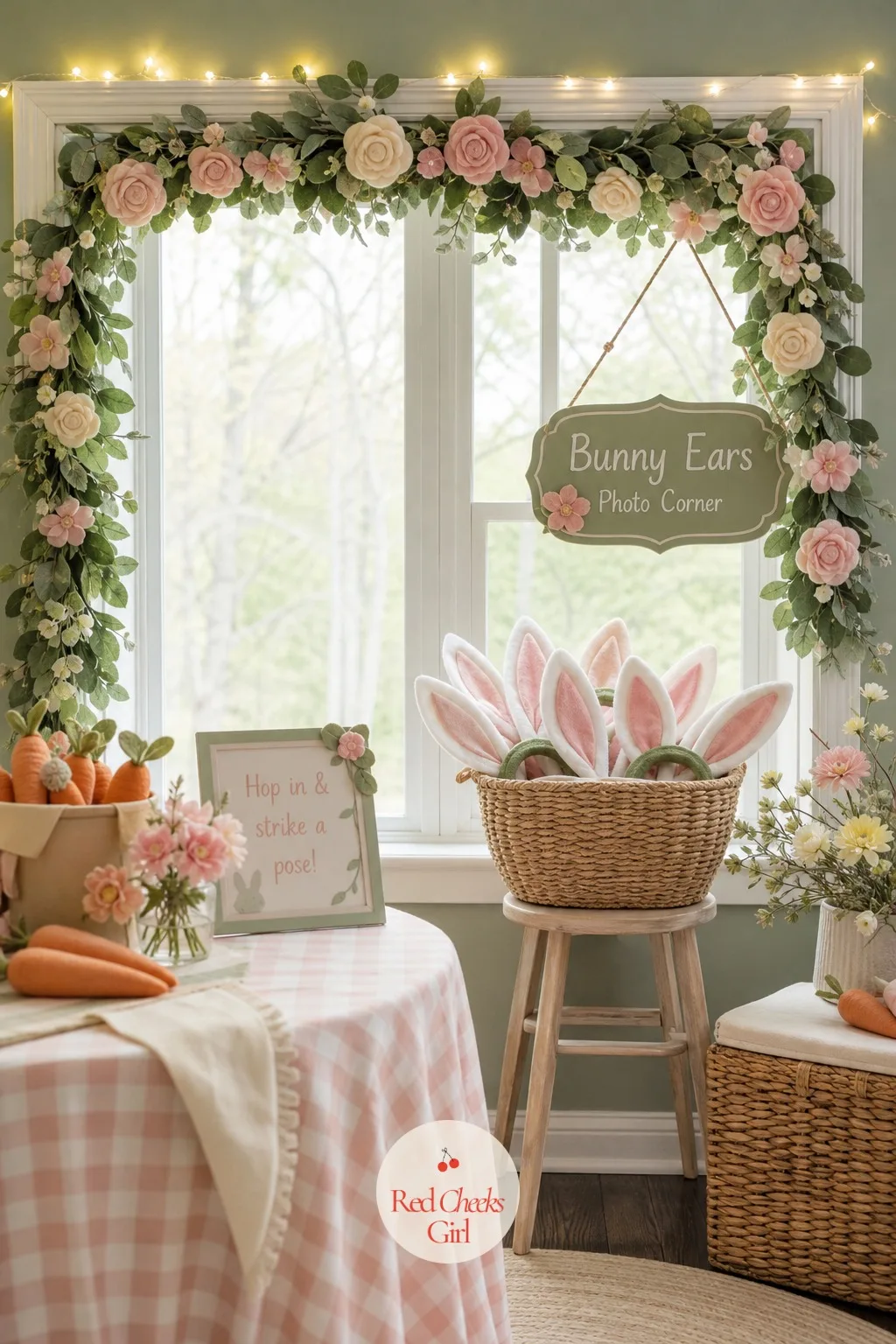 Bunny Ears Photo Corner — Half the party photos happen in one corner if she builds it right, so give it something worth standing in front of. Bunny birthday