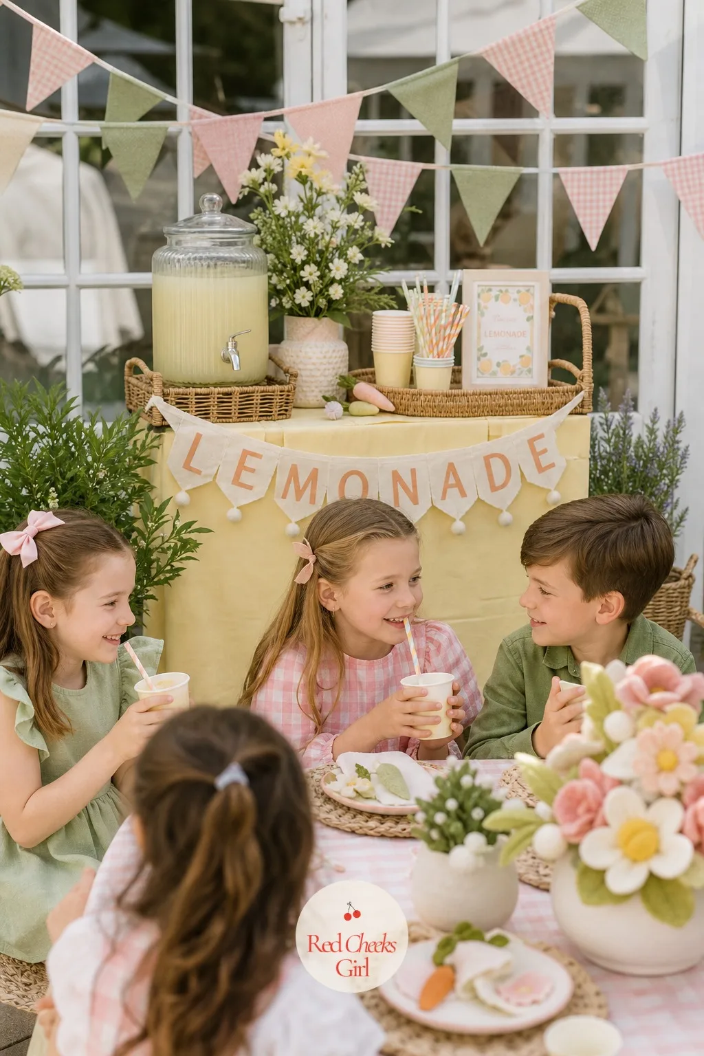 Butter Yellow Lemonade Station — A jug on the table is fine. Bunny birthday party