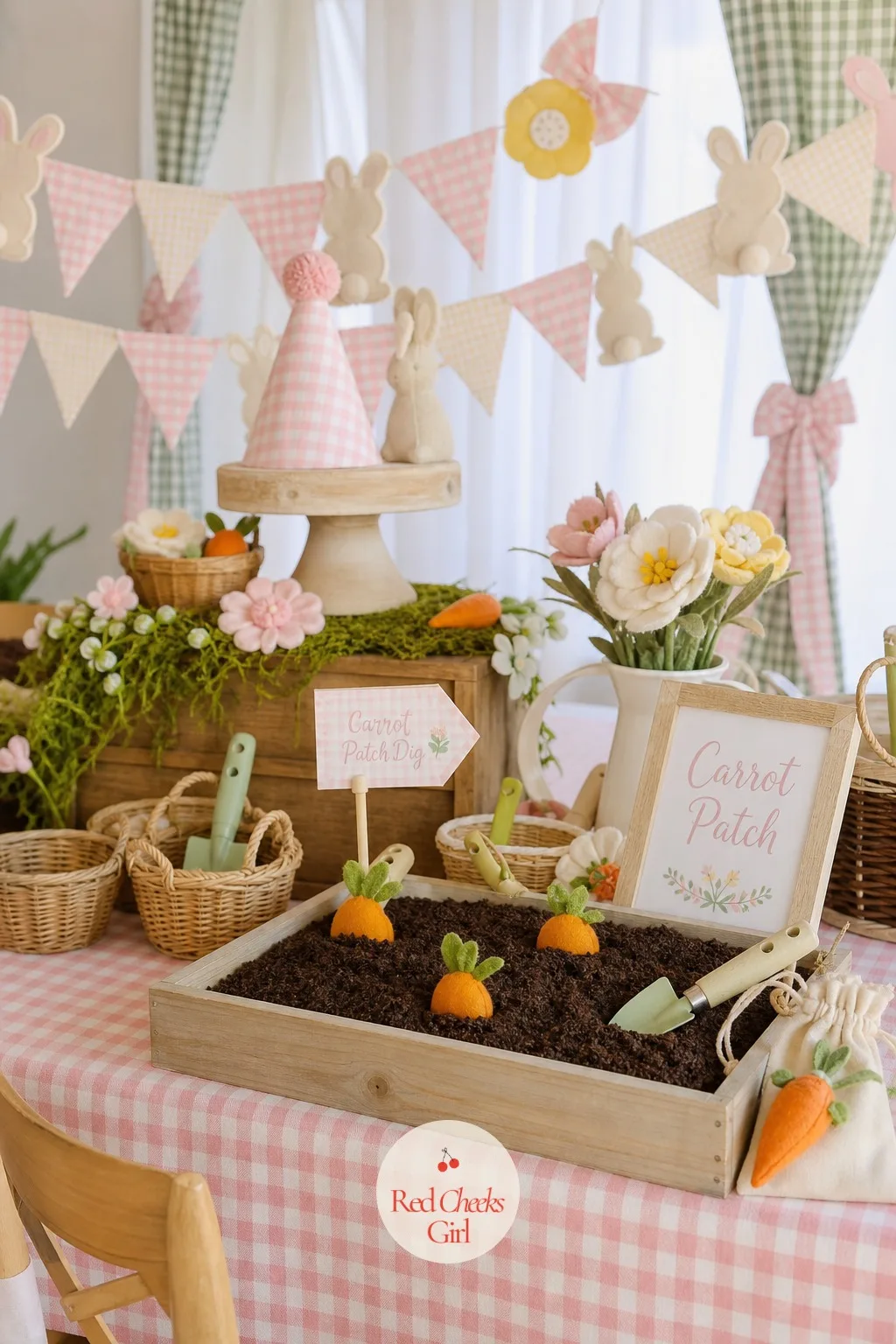 Carrot Patch Dig — Toddlers will dig in dirt whether she plans it or not, so give them dirt that is actually cookie crumbs with a prize underneath. Bunny