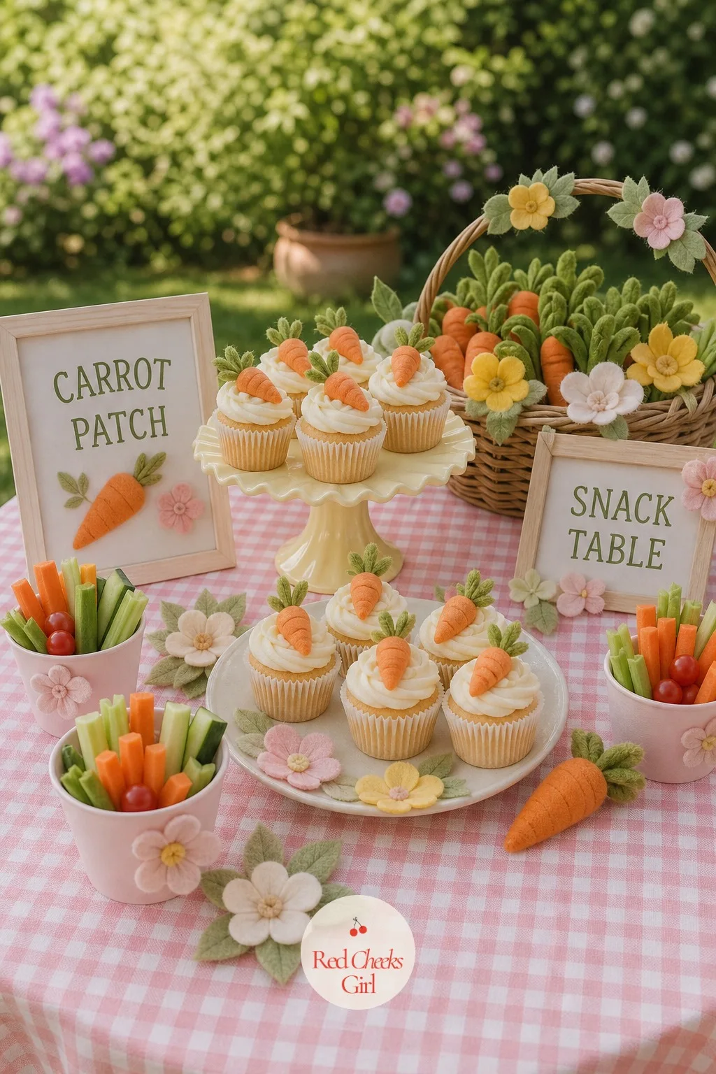 Carrot Patch Snack Table — She wants a table that looks like it grew there, not one assembled from a party aisle the night before. Bunny birthday party