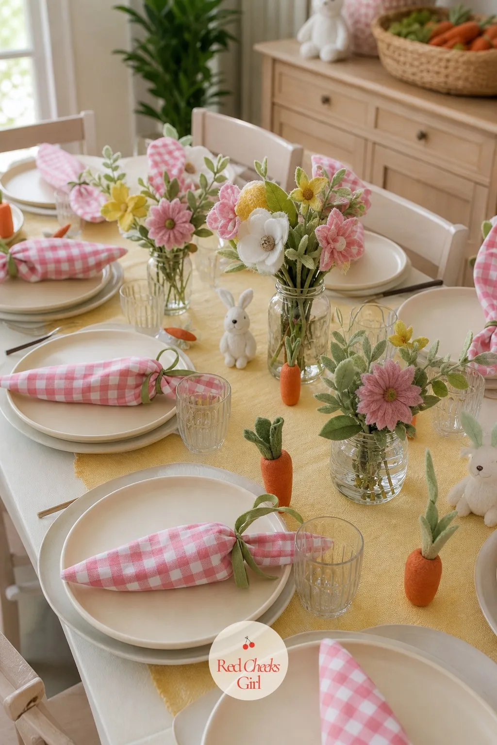 Carrot-Topped Table Setting — Plain plates say nothing. Bunny birthday party