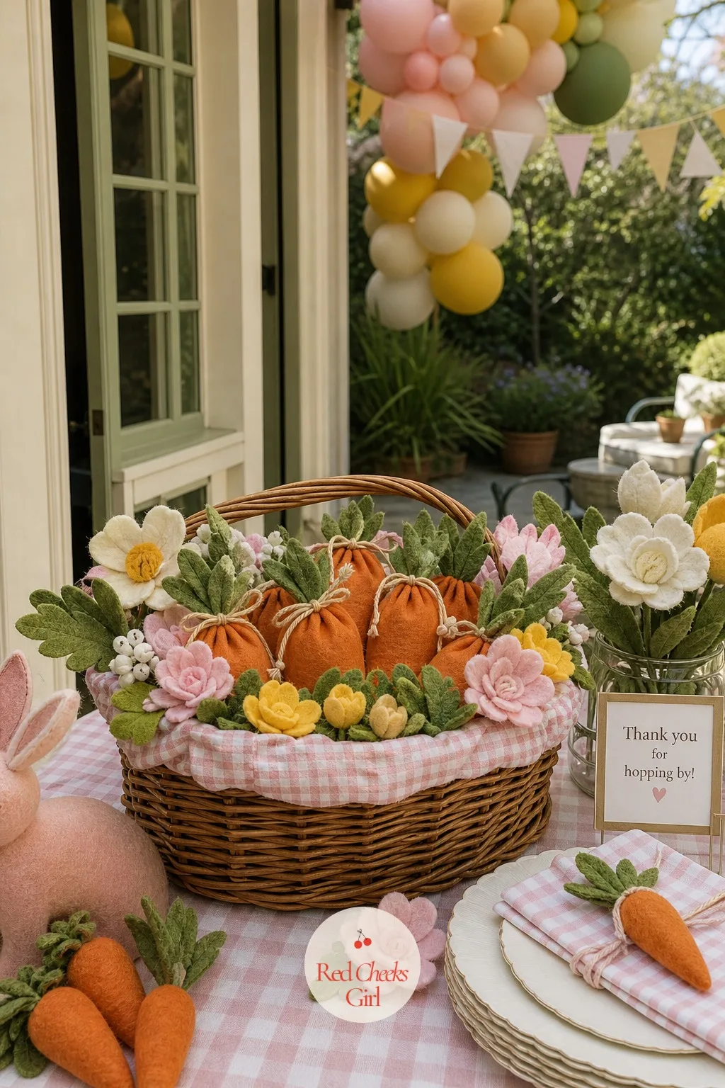 Felt Carrot Favor Basket — Nobody needs another plastic trinket bag at the door. Bunny birthday party