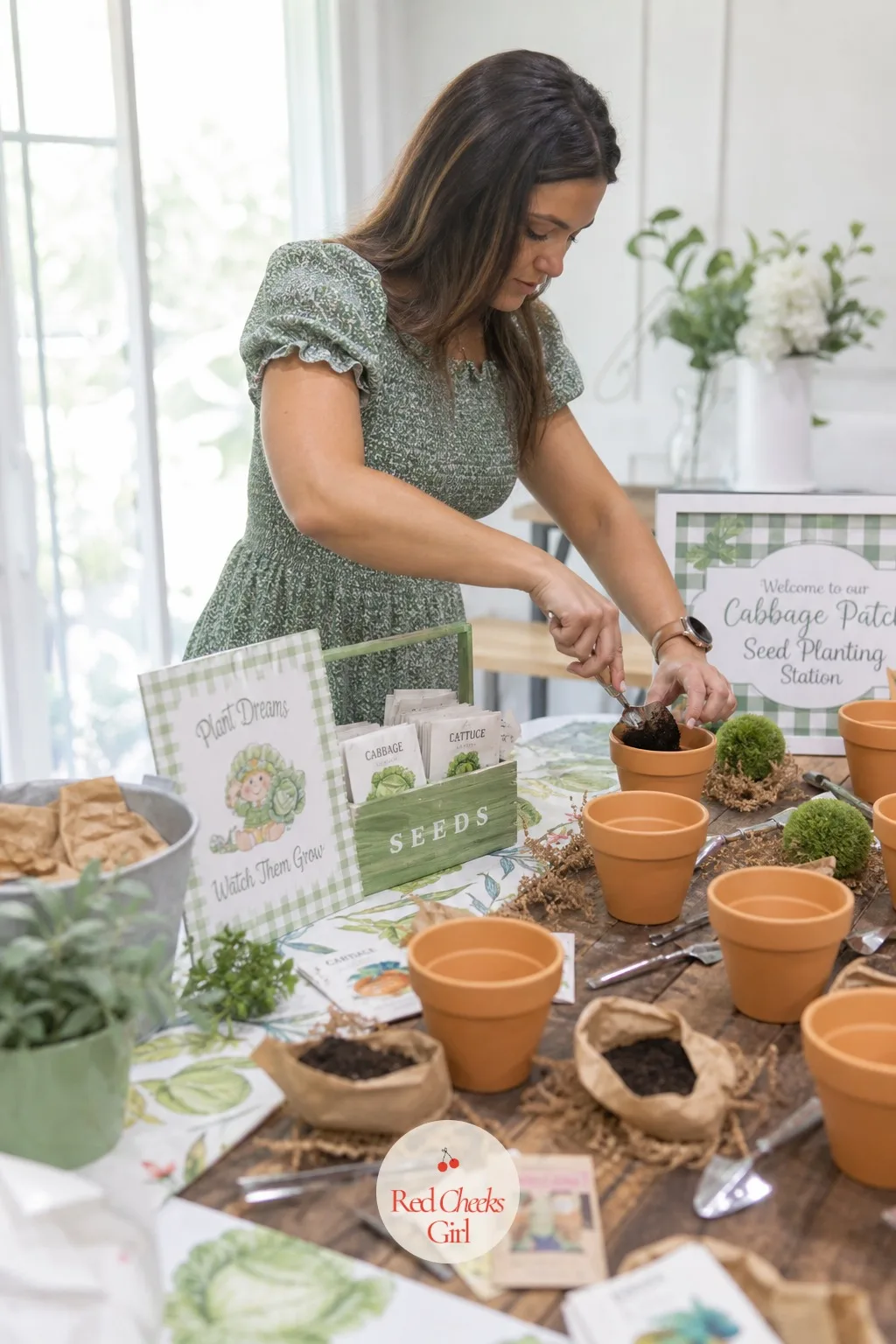 Seed Planting Station With Terracotta Pots And Mini Trowels — Guests who are not natural icebreaker players still need something to do with their hands between