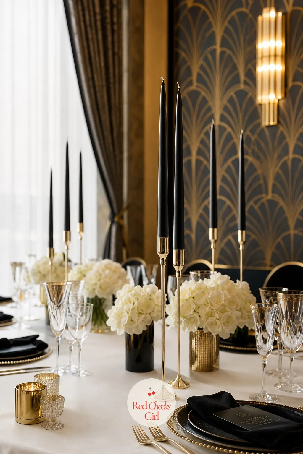Black Taper Candles in Gold Holders — Black candles sound like a dare until they sit in gold holders against a dark room, and then they look like the most