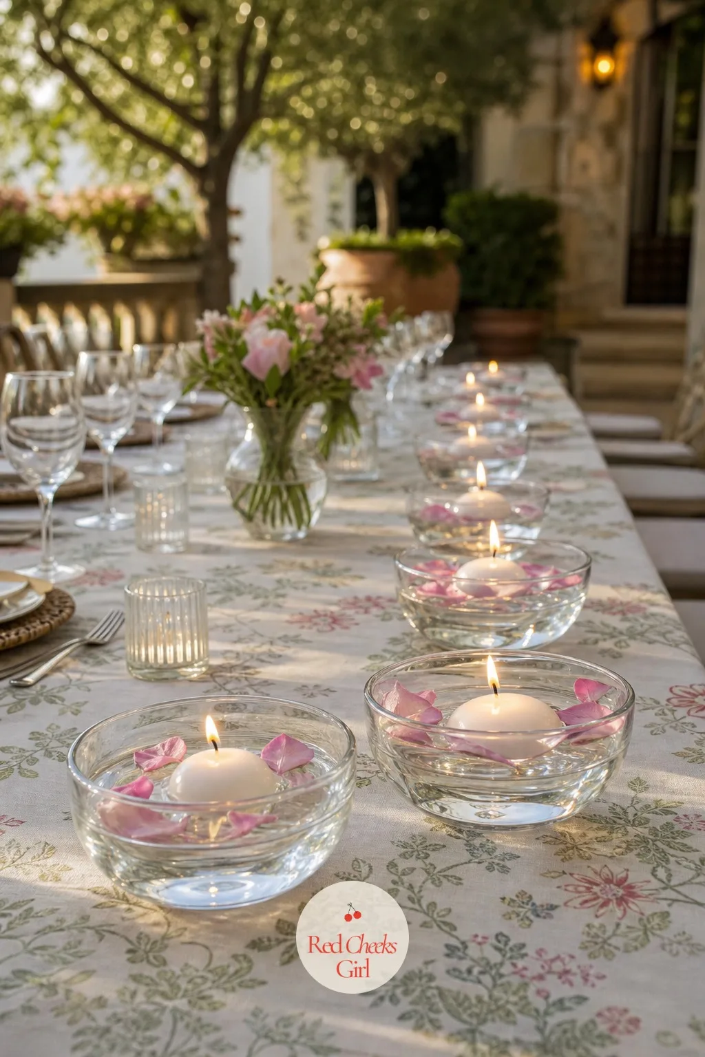 Floating Candles in Glass Bowls — Flowers wilt by the toast. Candle wedding centerpieces