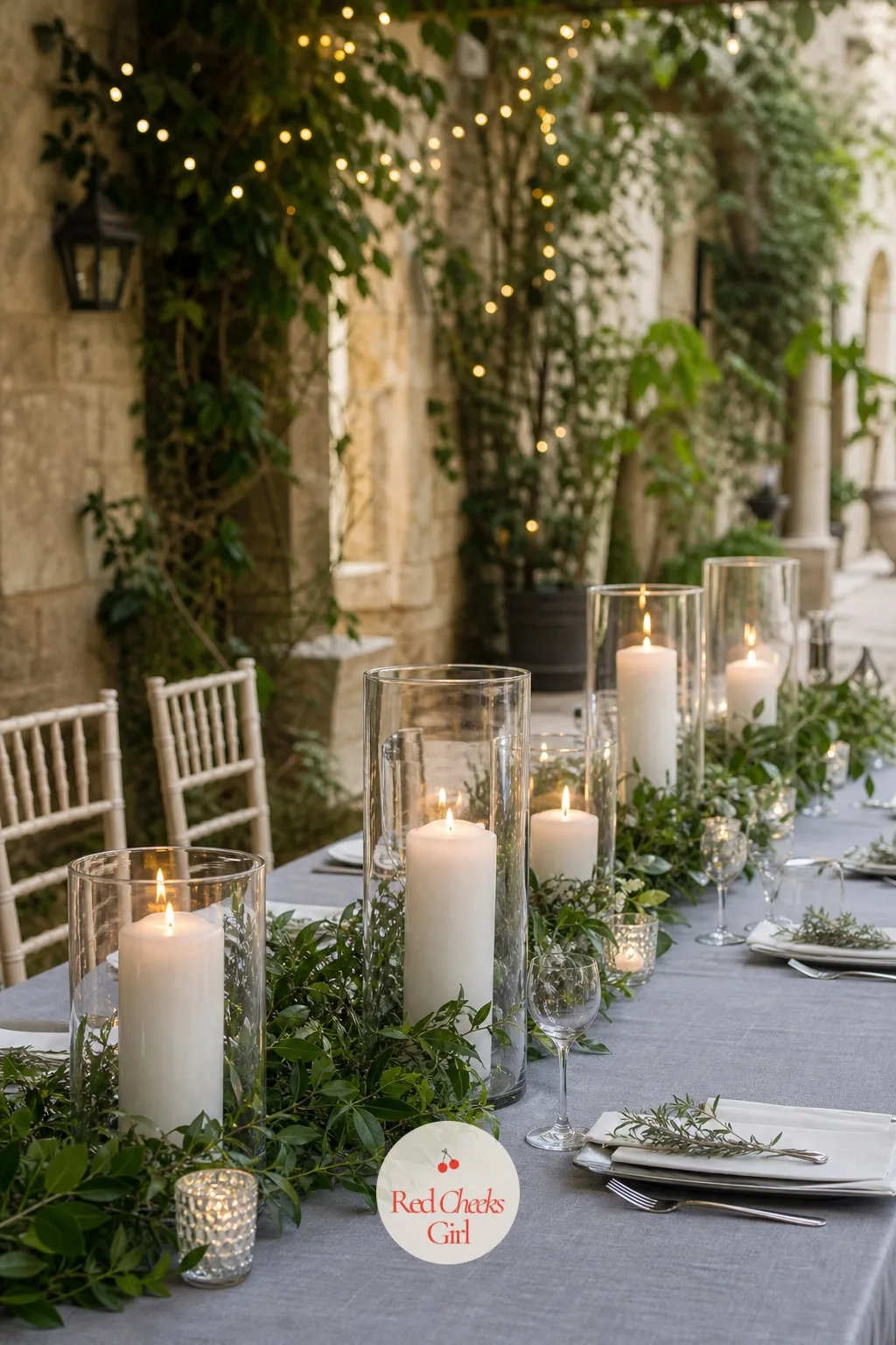 Pillar Candles in Hurricanes — Wind and an open flame do not get along, and nobody wants to spend cocktail hour relighting candles. Candle wedding centerpieces