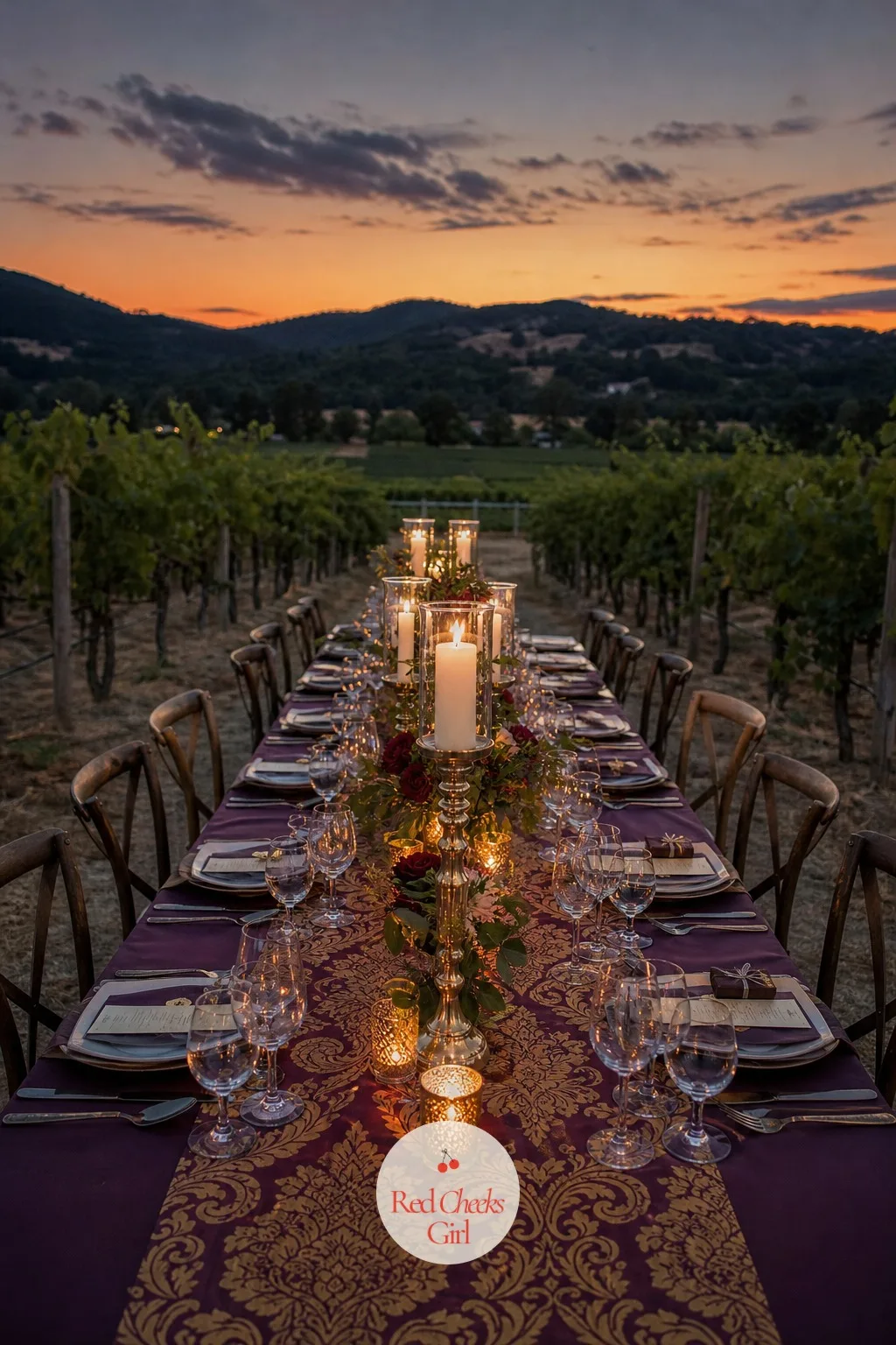 Vineyard Dinner — Nothing makes a casual dinner feel like an occasion without trying quite like a row of vines behind it. Casual rehearsal dinner ideas