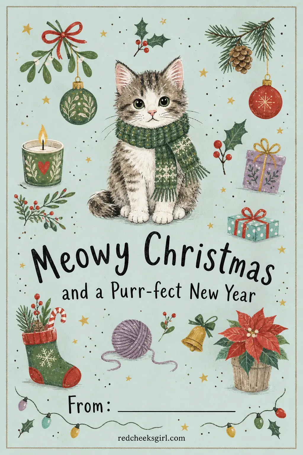 The Classic Meowy Christmas printable sheet — Not everyone on your list wants a joke on the front, some people just want something that looks like it came from