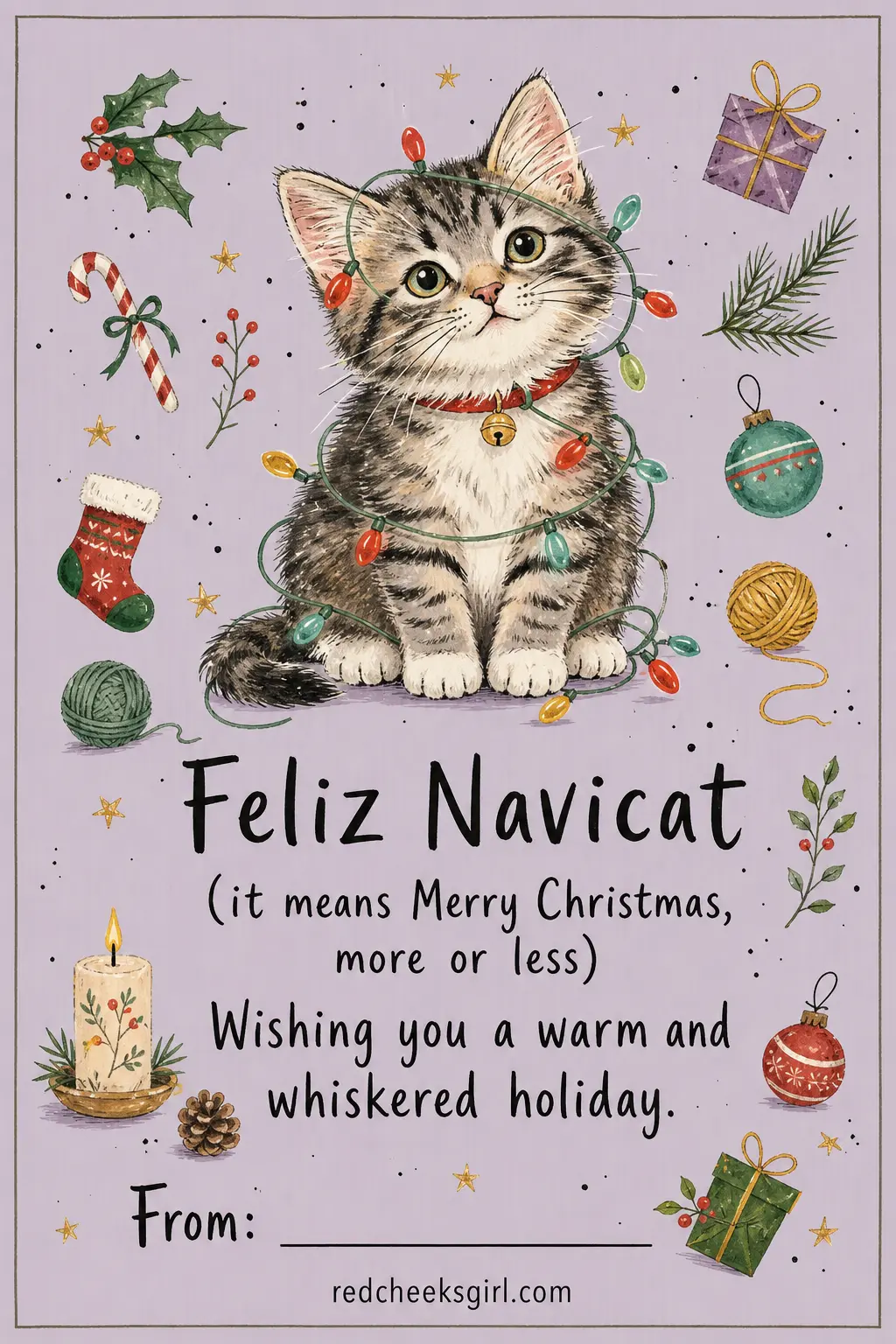 Feliz Navicat printable sheet — Keep this one in your back pocket for the friend with family in two languages, or simply the friend who will appreciate a pun