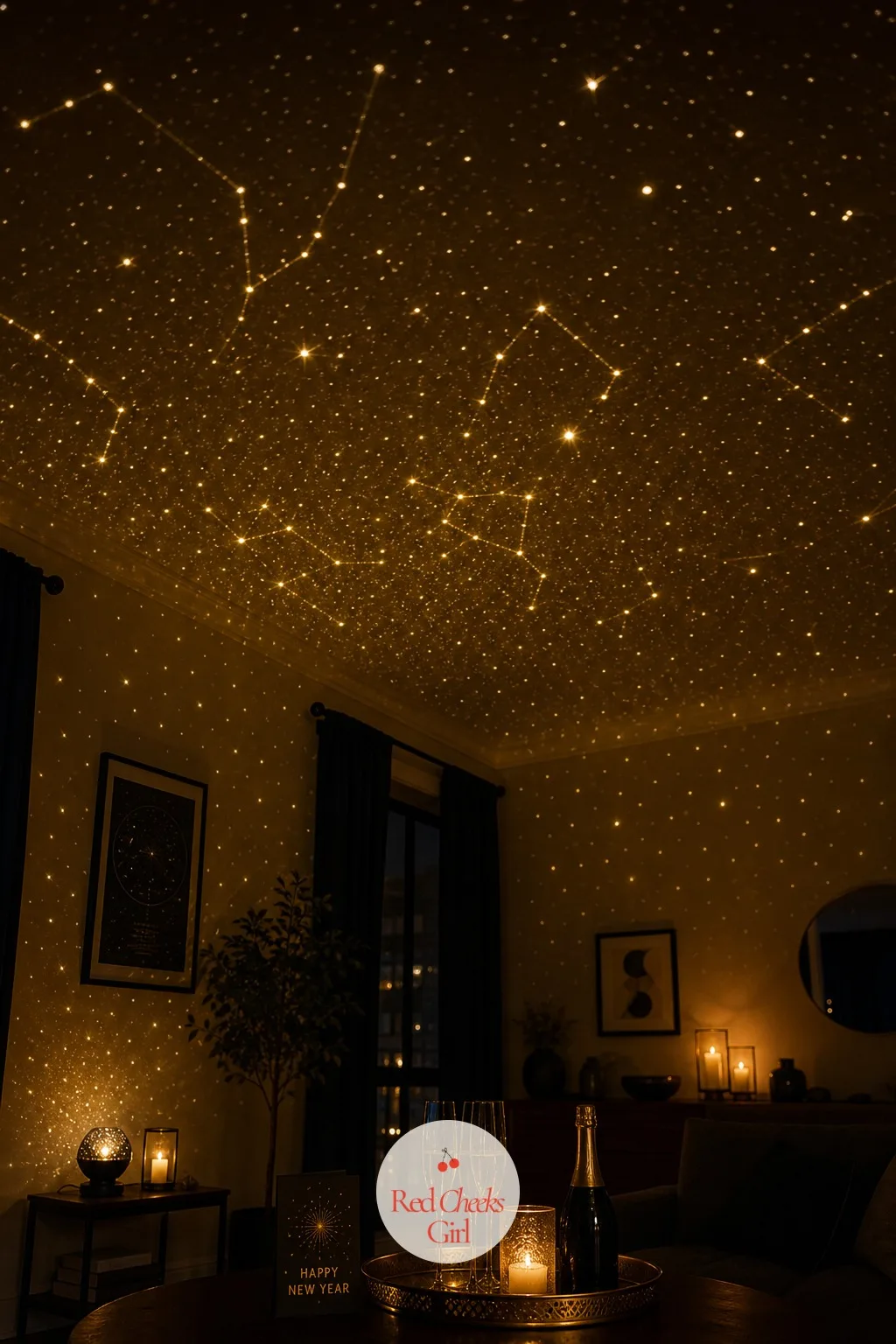 The Constellation Light Projection on the Ceiling — A plain white ceiling undoes a lot of good work lower down the room, and nobody wants to paint one for a