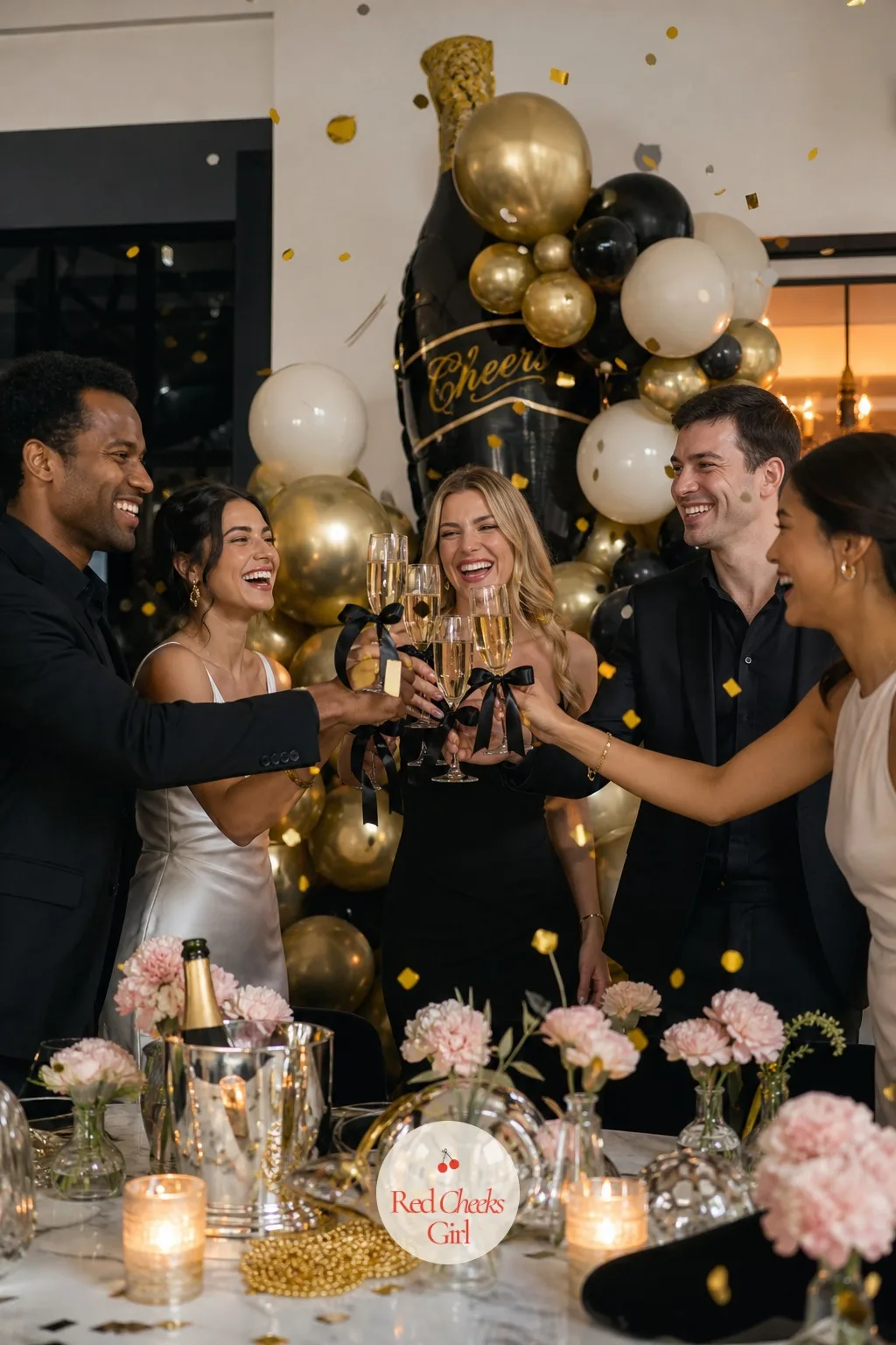 The Midnight Toast Ritual — The whole party has been building toward this, so give it a shape instead of letting it dissolve into noise. Champagne party