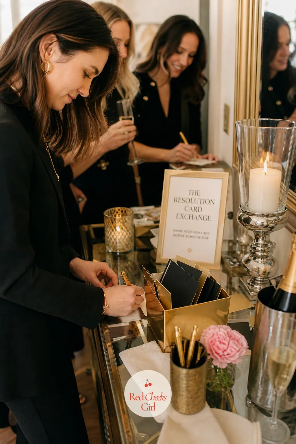 The Resolution Card Exchange — She might say the countdown itself is enough, and most of the time it is, but a stack of small black cards on the console gives