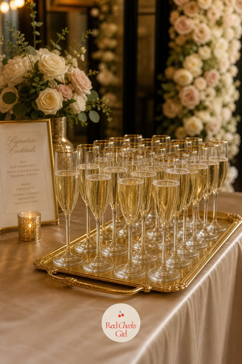Flutes Lined Up and Ready for the Toast — Passing the toast glasses out one by one slows the whole room down right at the moment energy should be building.