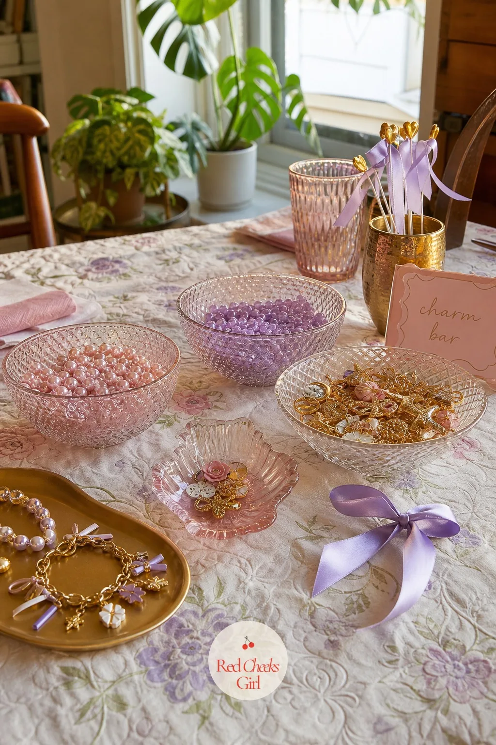 The Big Bead and Charm Bowls — Clear the middle of the table for this, not a corner. Charm bracelet party