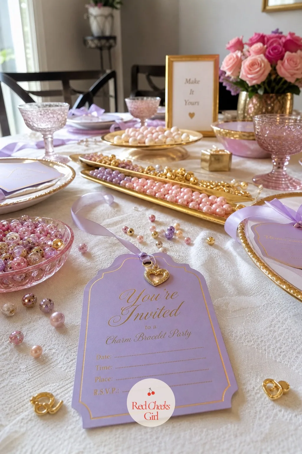The Charm Tag Invitation — The invitation is the smallest thing in this whole party and the first thing a guest actually holds. Charm bracelet party