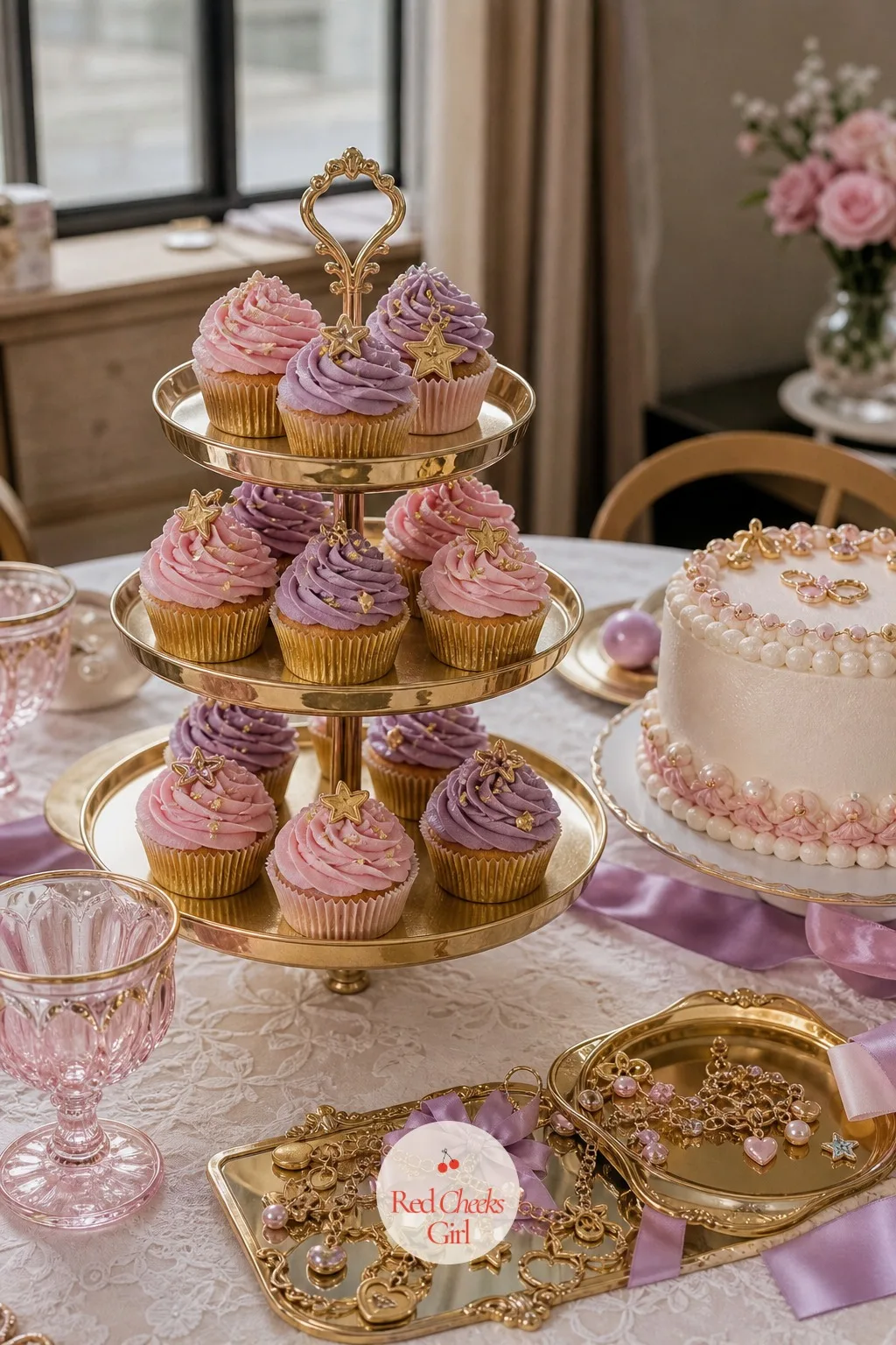 The Charm-Topped Cupcake Tower — Not every guest wants to wait for cake to be cut. Charm bracelet party