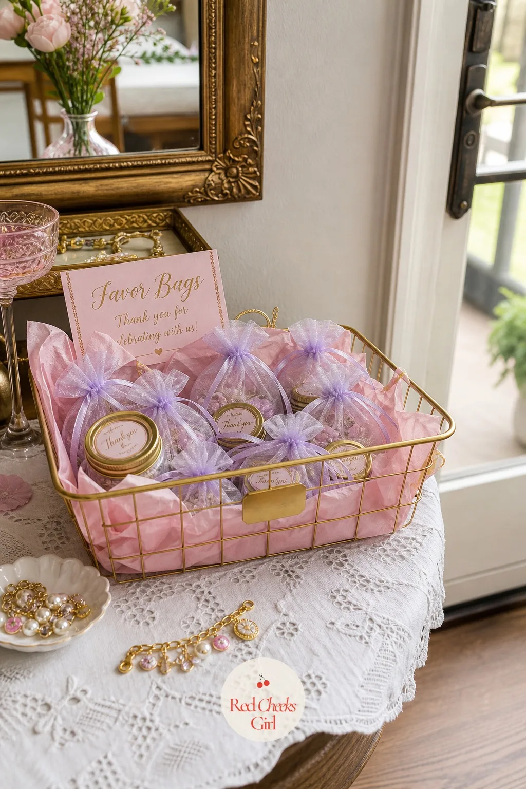 The Favor Bag Basket by the Door — Somewhere near the door, the favours need one last moment of looking good before they leave the house for good. Charm