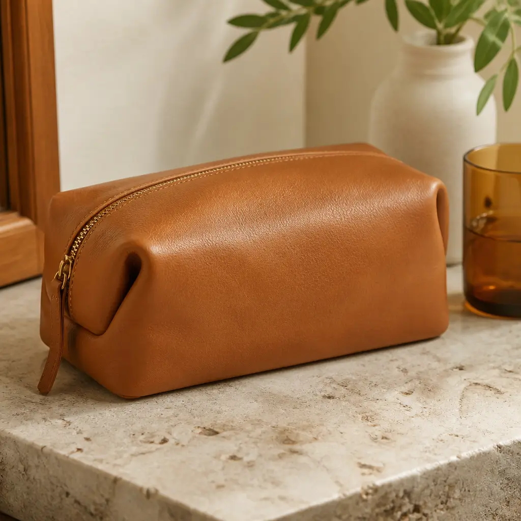 Leather Dopp Kit — Right now his toiletries travel in a plastic bag from the last flight. Cheap christmas gift ideas
