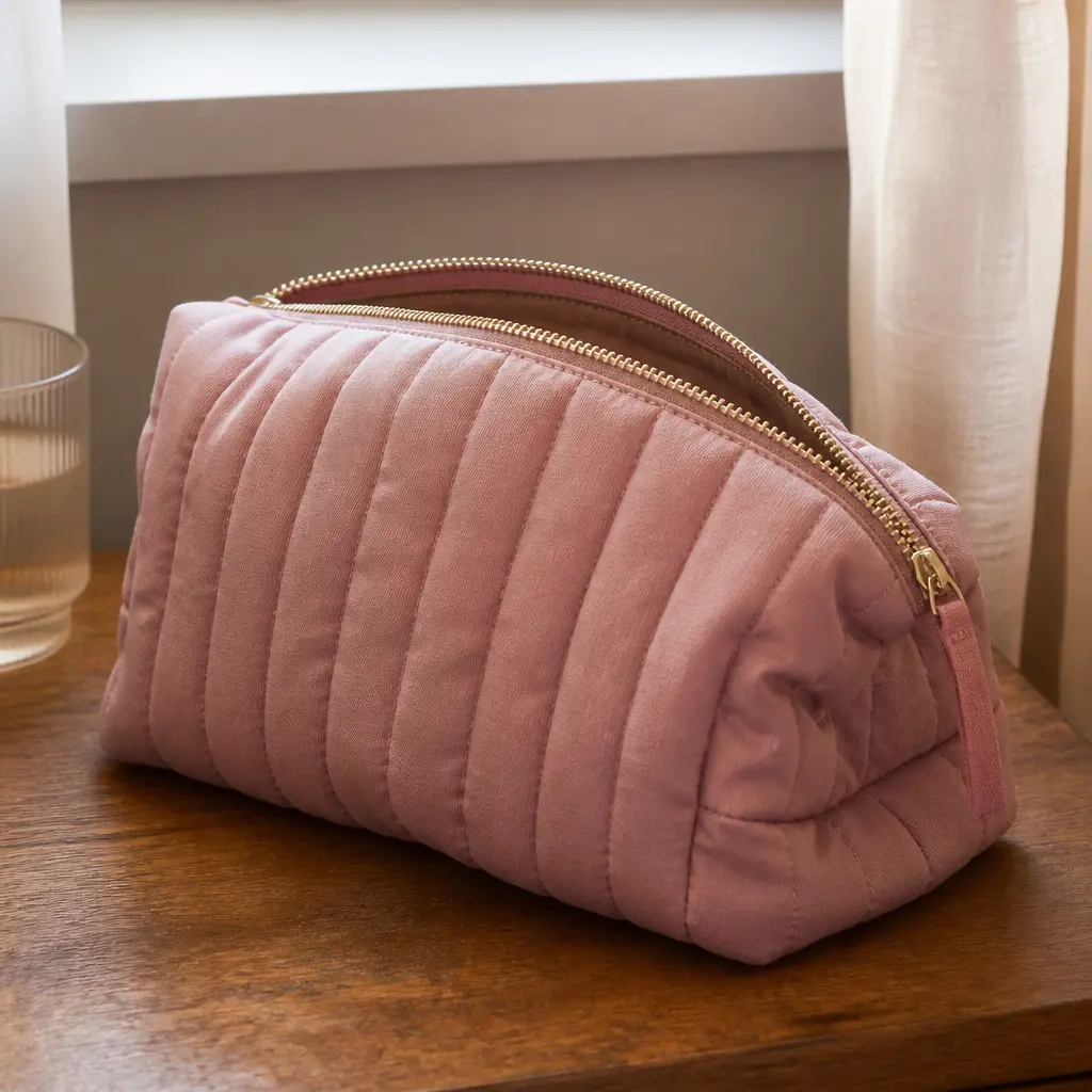 Quilted Makeup Bag — Her makeup currently lives loose in the bottom of a tote. Cheap christmas gift ideas