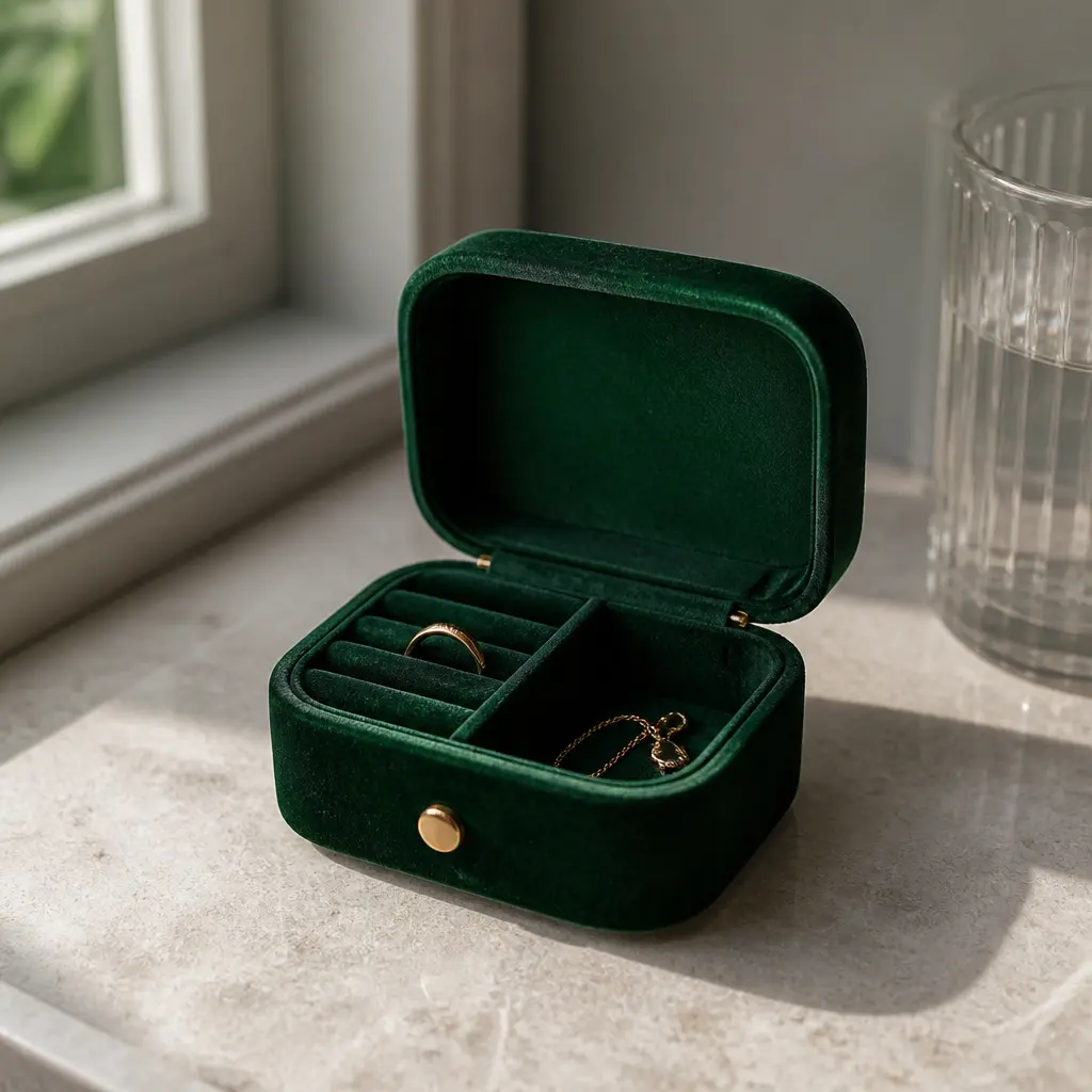 Velvet Jewelry Box — Right now her rings live in a dish by the sink. Cheap christmas gift ideas