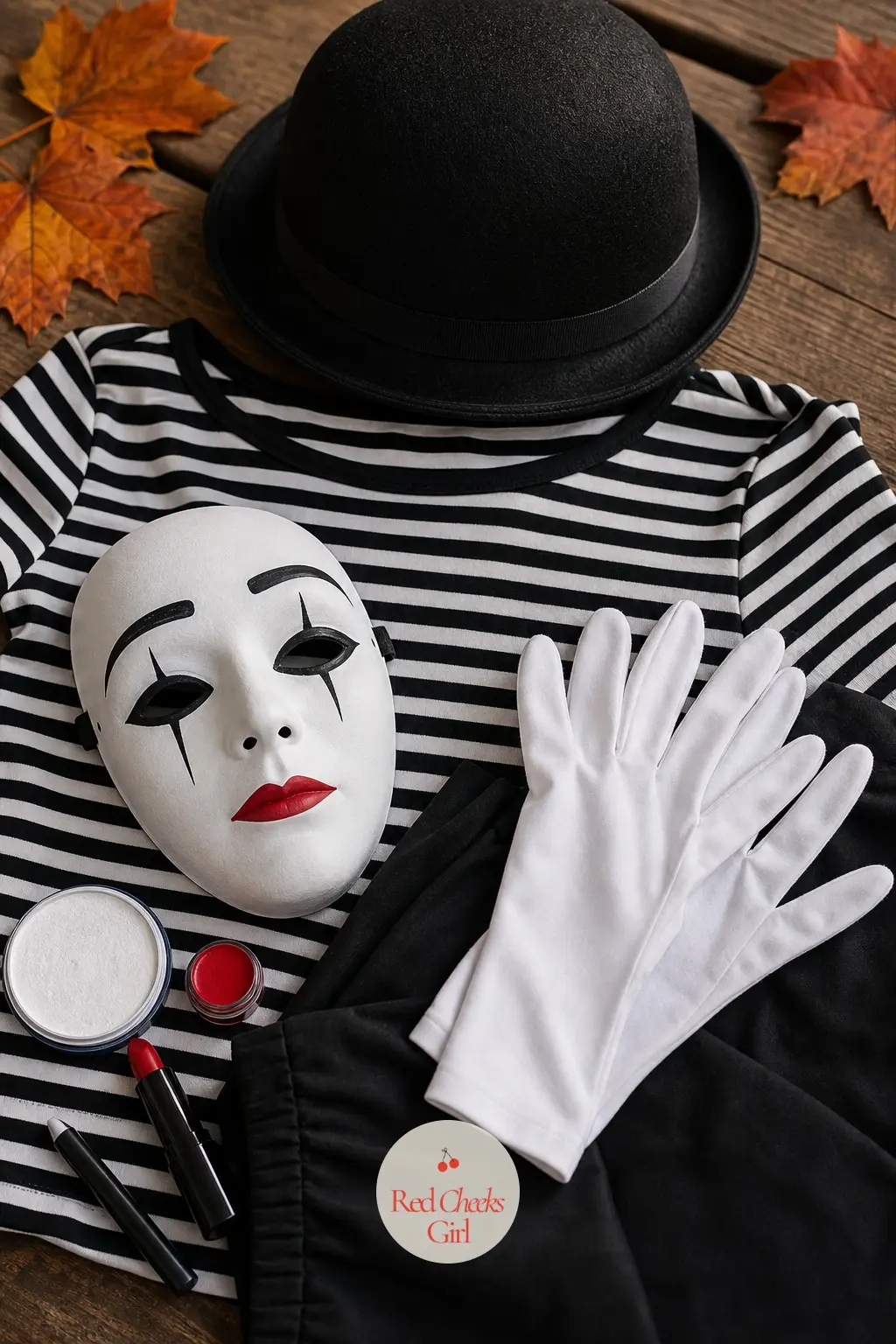 Mime With White Face Paint and Gloves
