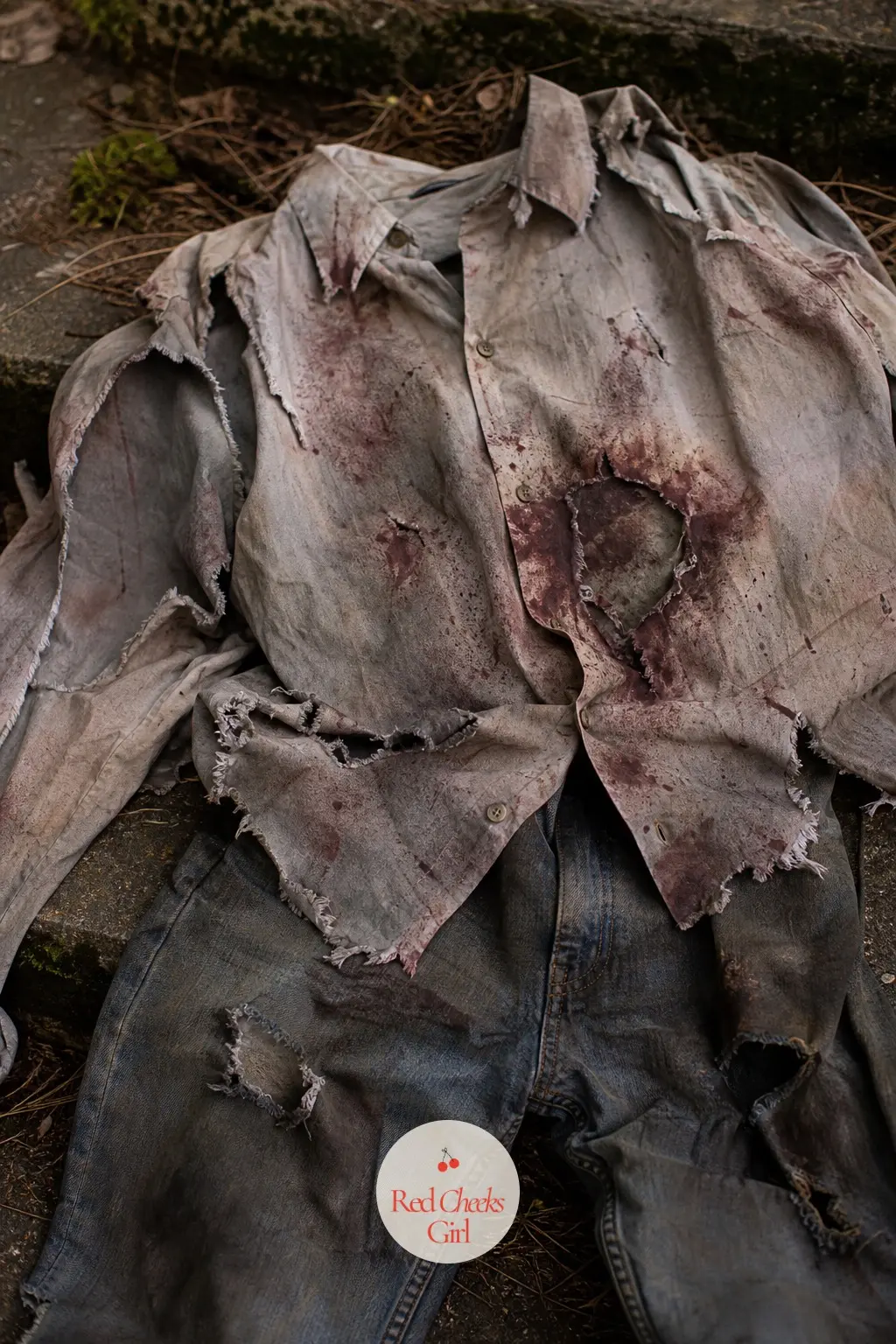 Zombie With Torn Clothes and Makeup