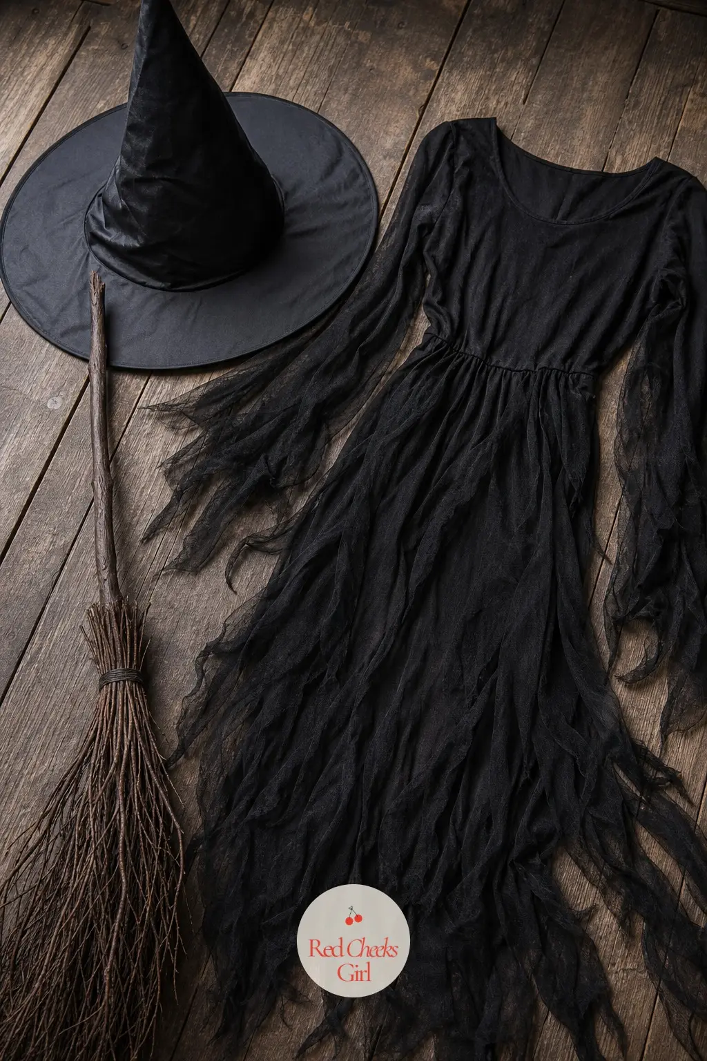 Witch Using Dark Clothes and a Broom