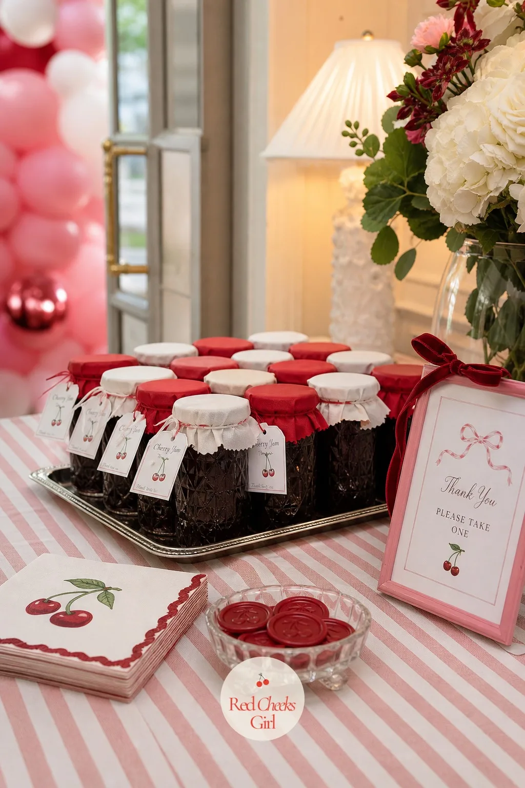 Cherry Jam Favors — She will say she does not need another candle sitting in a drawer, and she is right. Cherry bridal shower theme