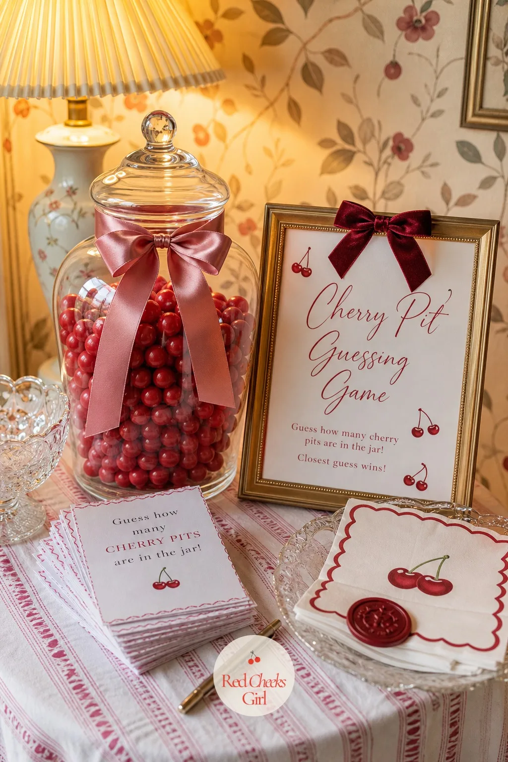 Cherry Pit Guessing Game — Guests need one quiet thing to do with their hands that is not just eating, and a loud group game is not always the right fit for
