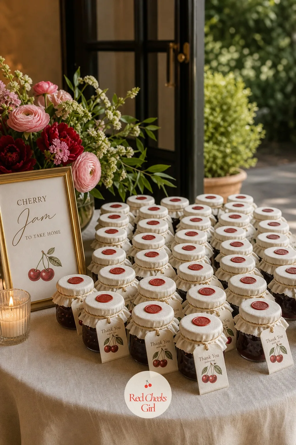 Cherry Jam Jars To Take Home — A favor that sits in a drawer unused is money spent for nothing. Cherry red wedding
